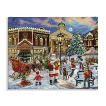 Stupell Industries Santa in Town Square Holiday Painting Gallery Wrapped Canvas Art Print Wall Art, 20 x 16