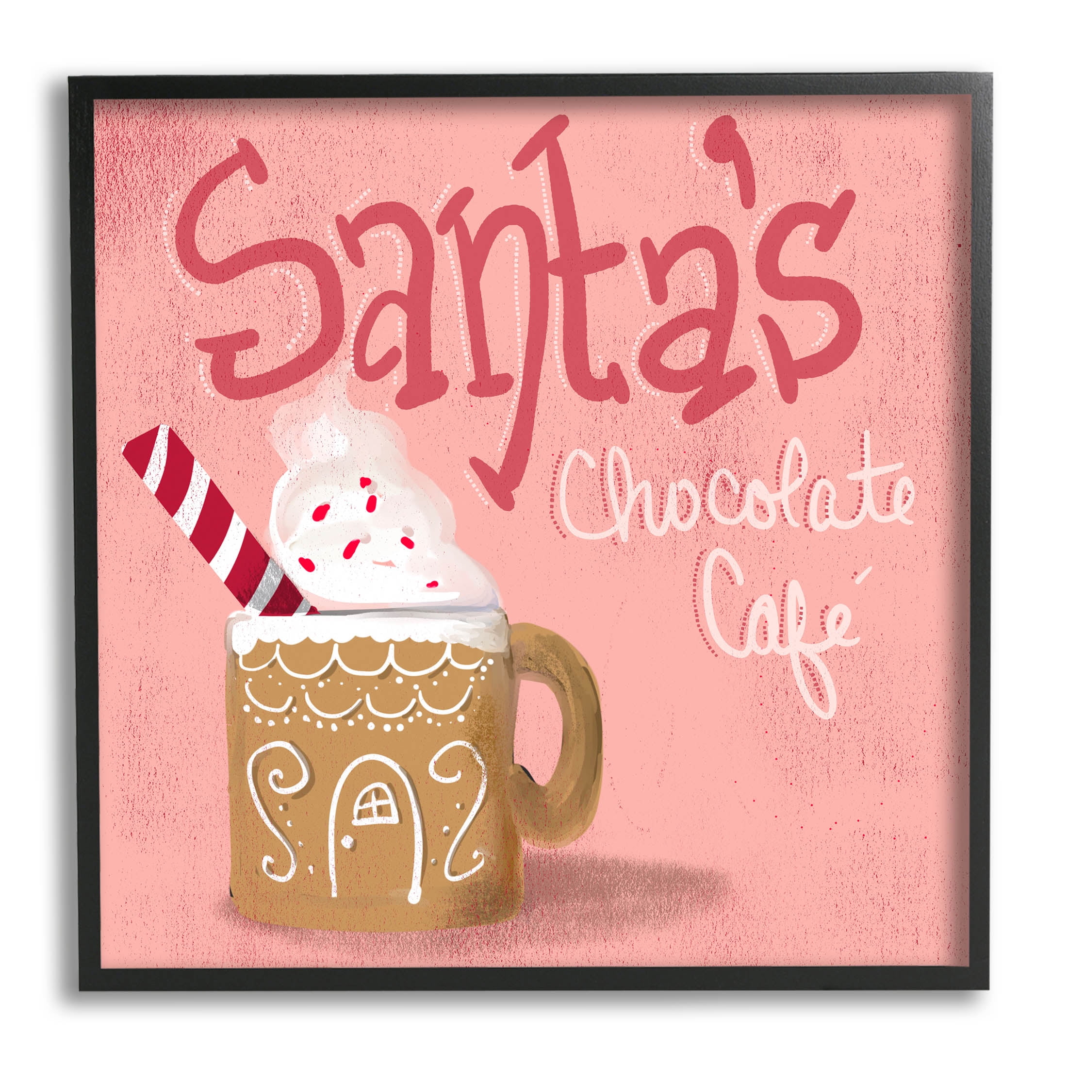 Stupell Industries Santa's Chocolate Cafe Sign Graphic Art Black Framed Art Print Wall Art, Design by The Saturday Evening Post