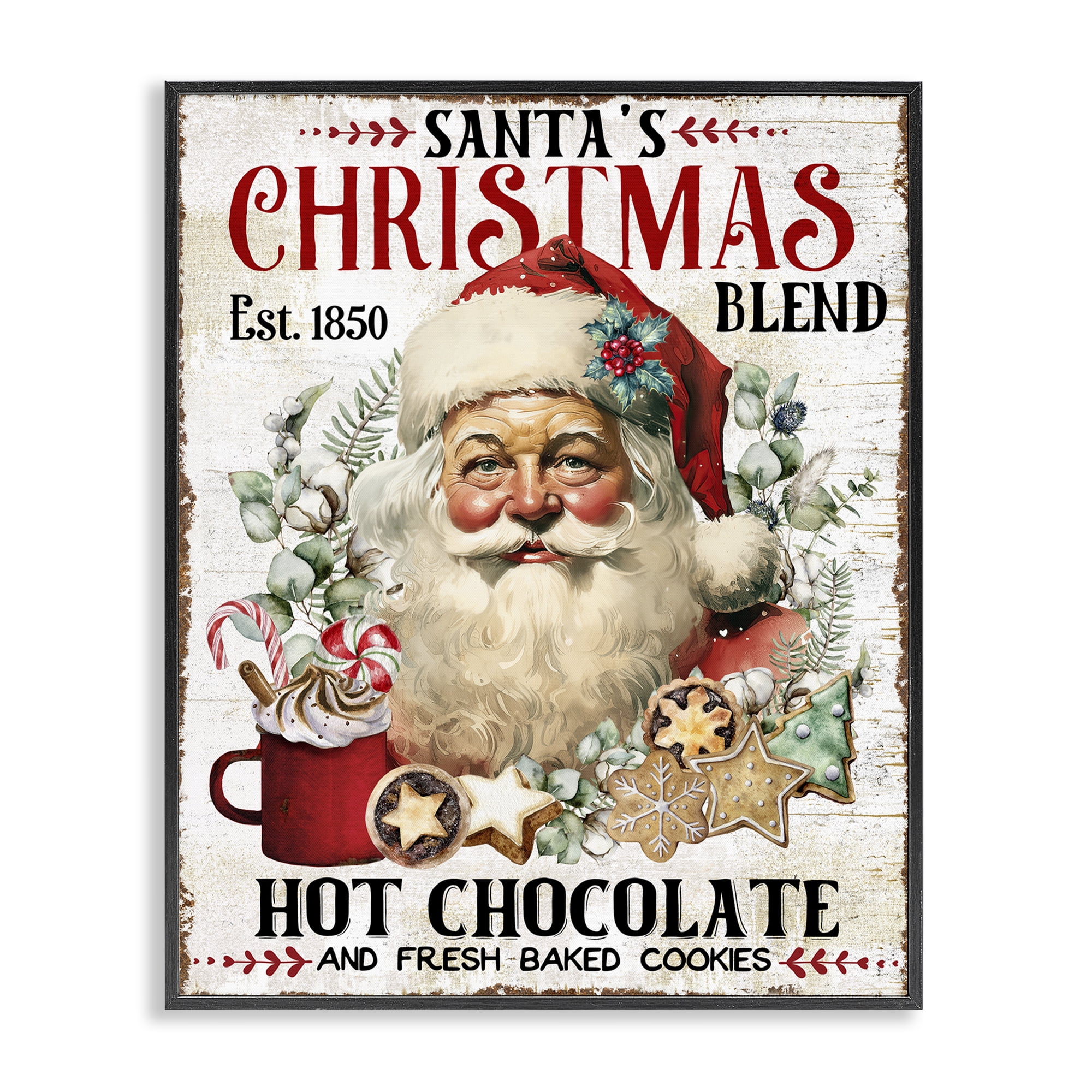 Stupell Industries Santa's Christmas Blend Holiday Painting Black Framed Art Prints Wall Art, 24 x 30