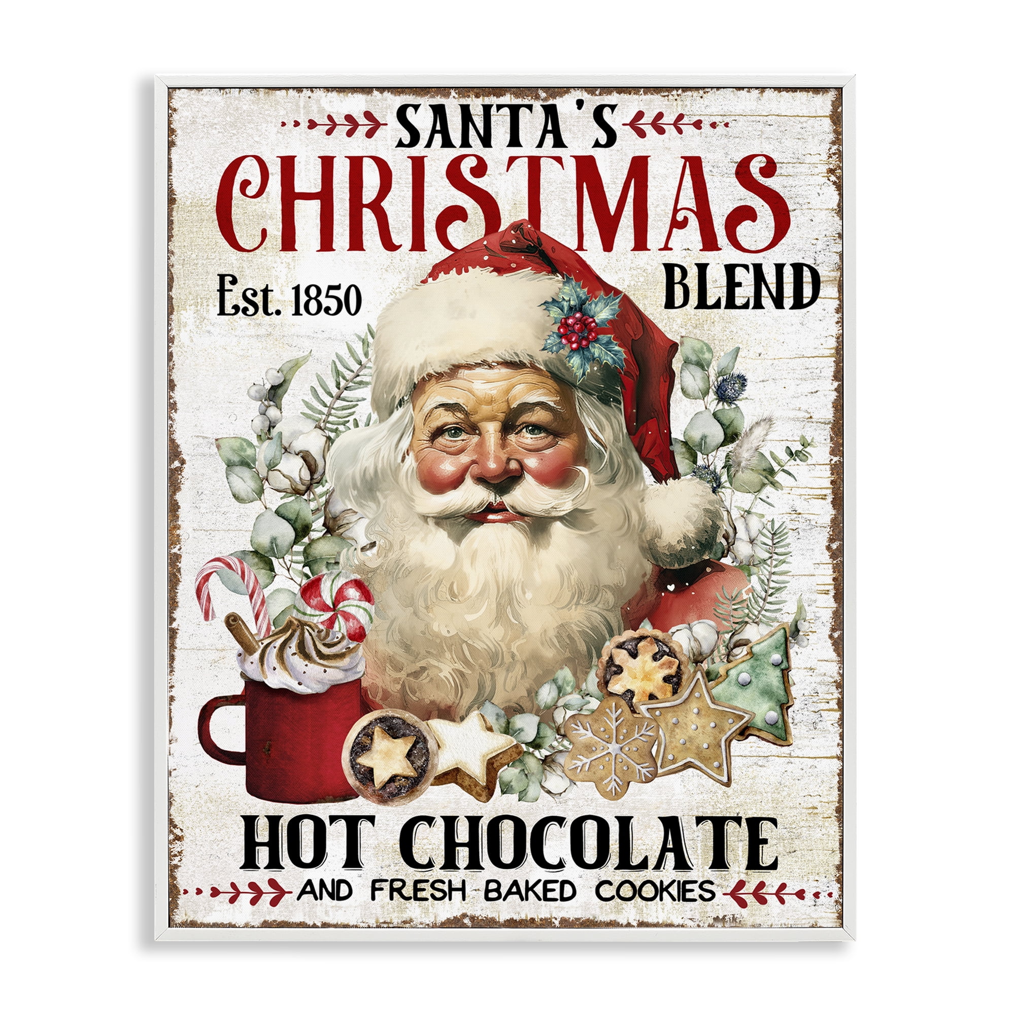Stupell Industries Santa's Christmas Blend Holiday Painting White Framed Art Prints Wall Art, 16 x 20