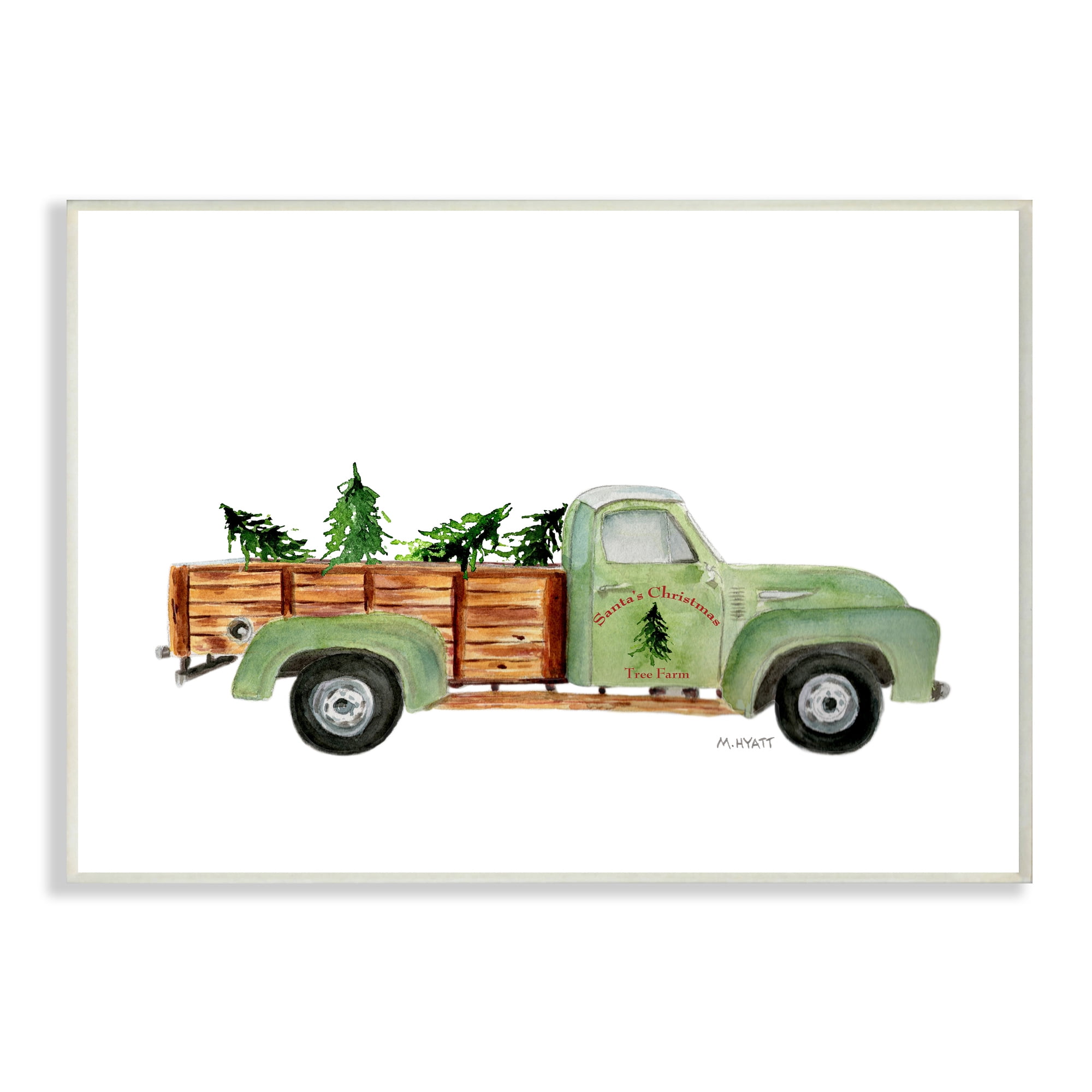 Stupell Industries Santa's Christmas Tree Farm Green Vintage Truck Wall ...