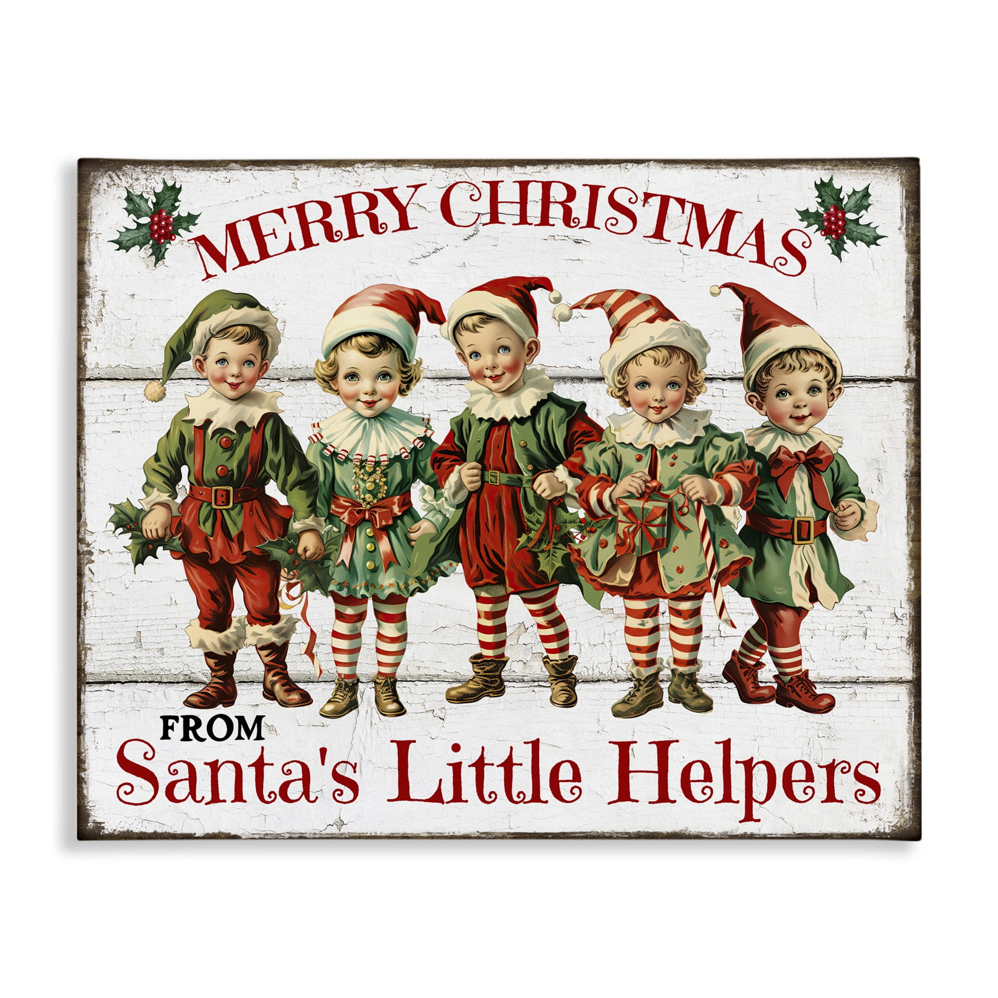 Stupell Industries Santa's Helpers Elves Holiday Painting Gallery Wrapped Canvas Art Prints Wall Art, 30 x 24