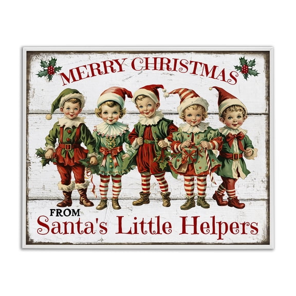 Stupell Industries Santa's Helpers Elves Holiday Painting White Framed Art Prints Wall Art, 14 x 11