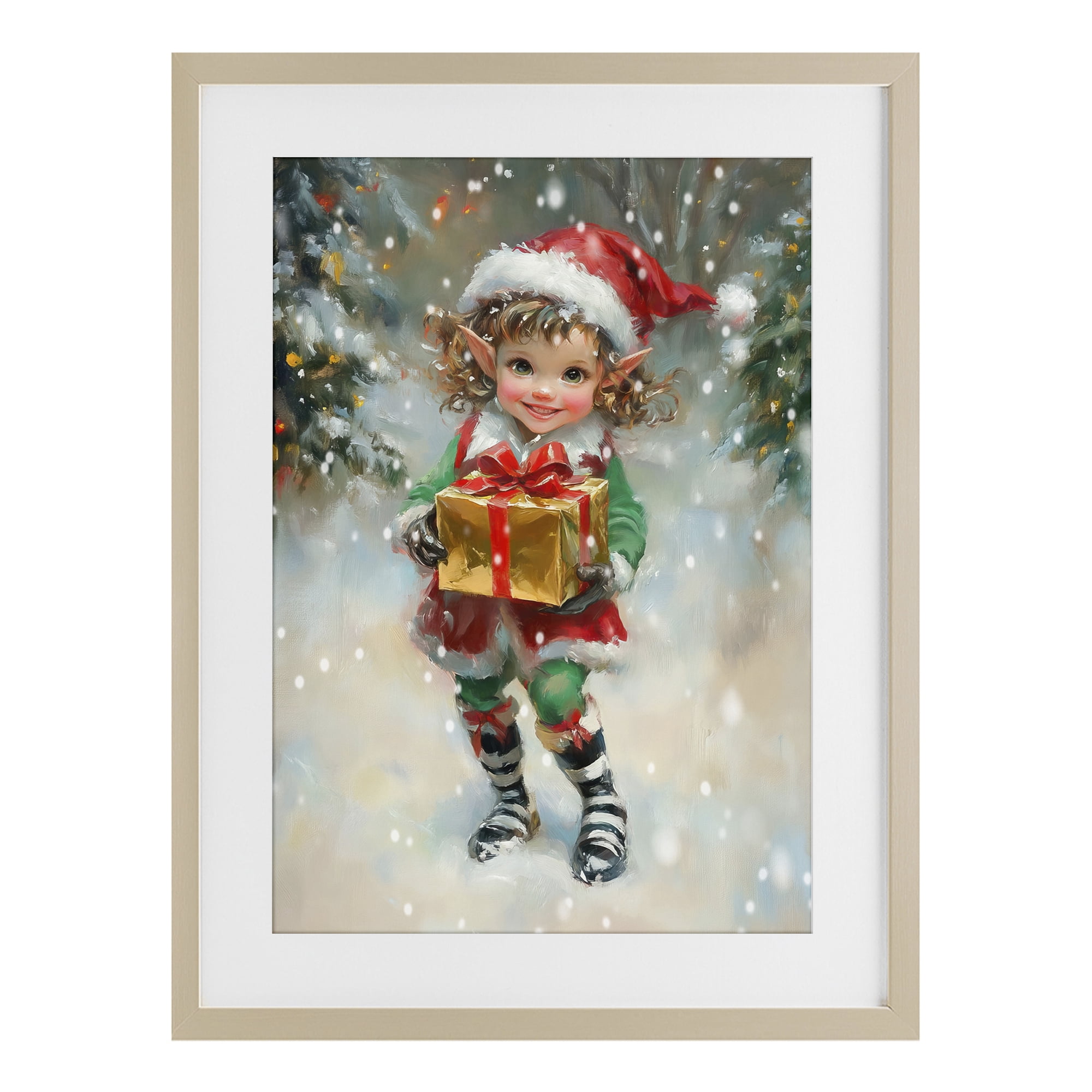 Stupell Industries Santa's Little Elf Birch Framed Print Under Glass, design by Tina LeCour