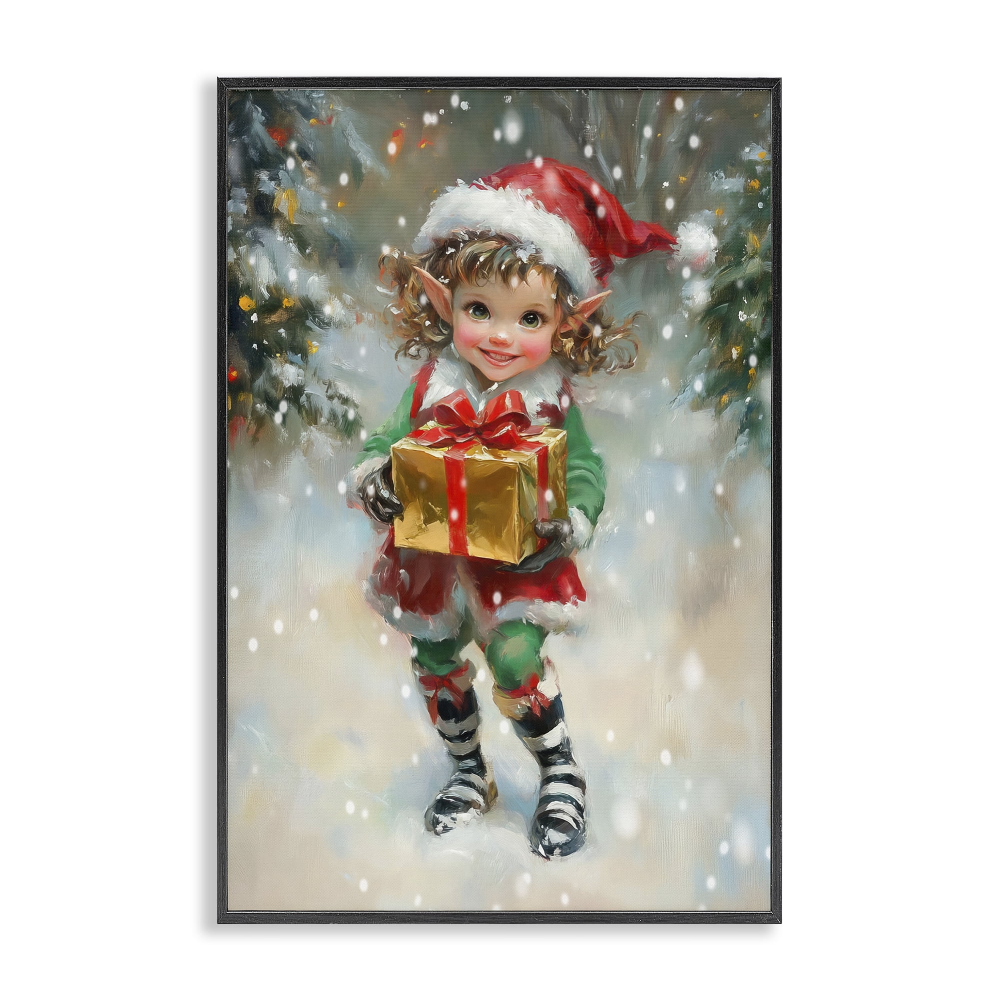 Stupell Industries Santa's Little Elf Black Framed Giclee Art, design by Tina LeCour