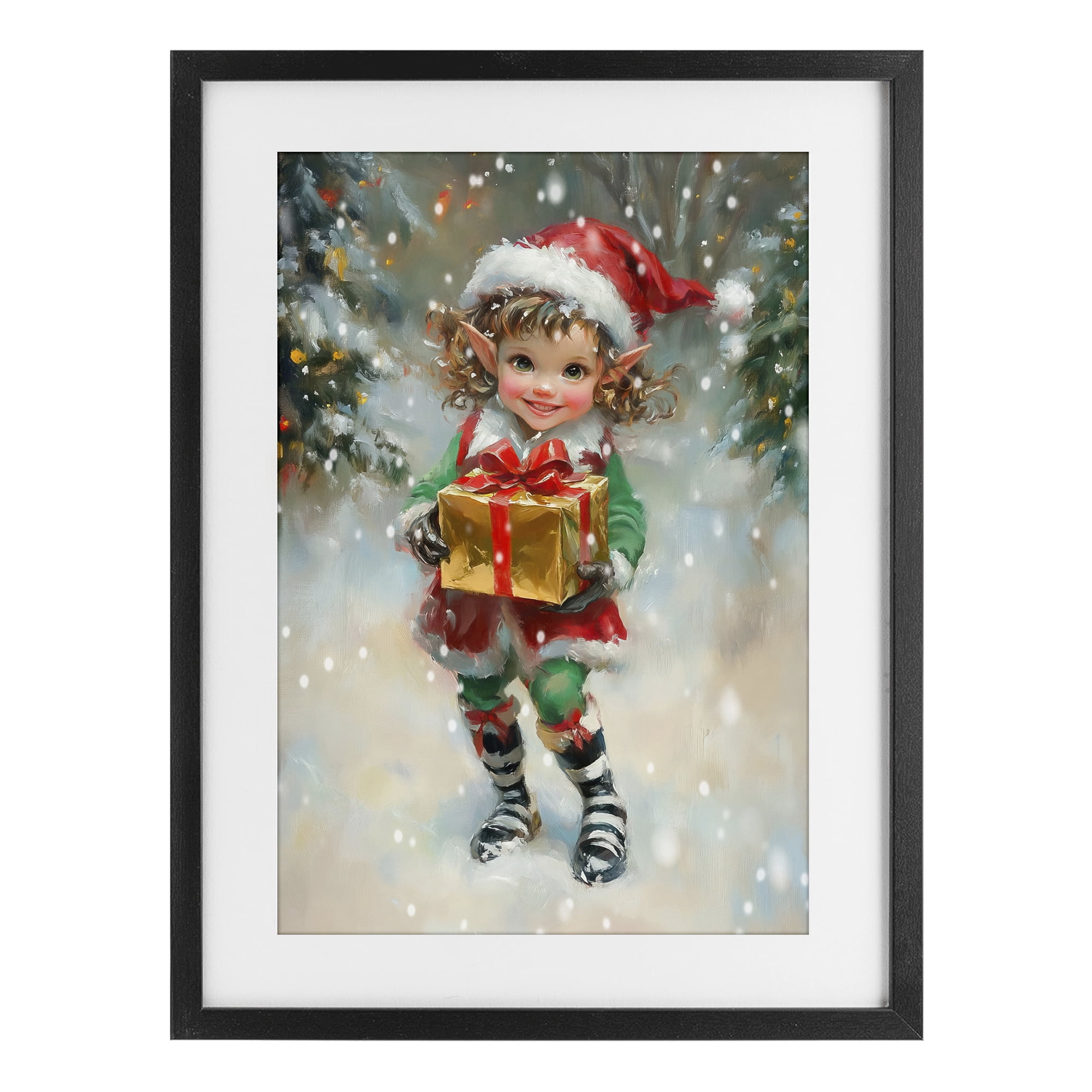 Stupell Industries Santa's Little Elf Black Framed Print Under Glass, design by Tina LeCour