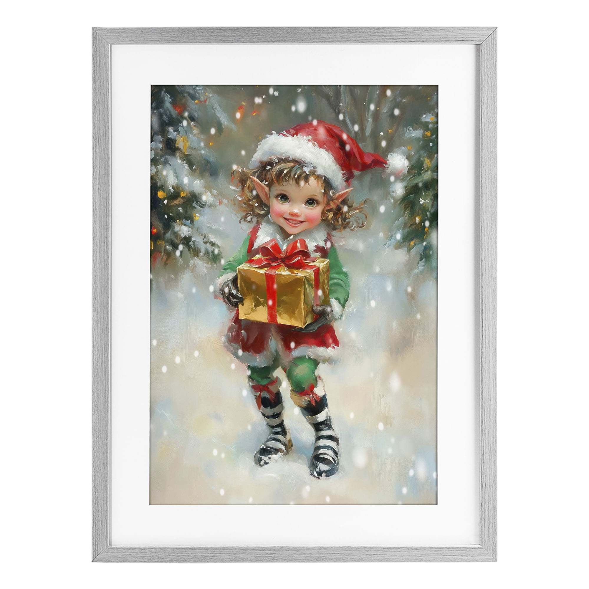 Stupell Industries Santa's Little Elf Gray Framed Print Under Glass, design by Tina LeCour