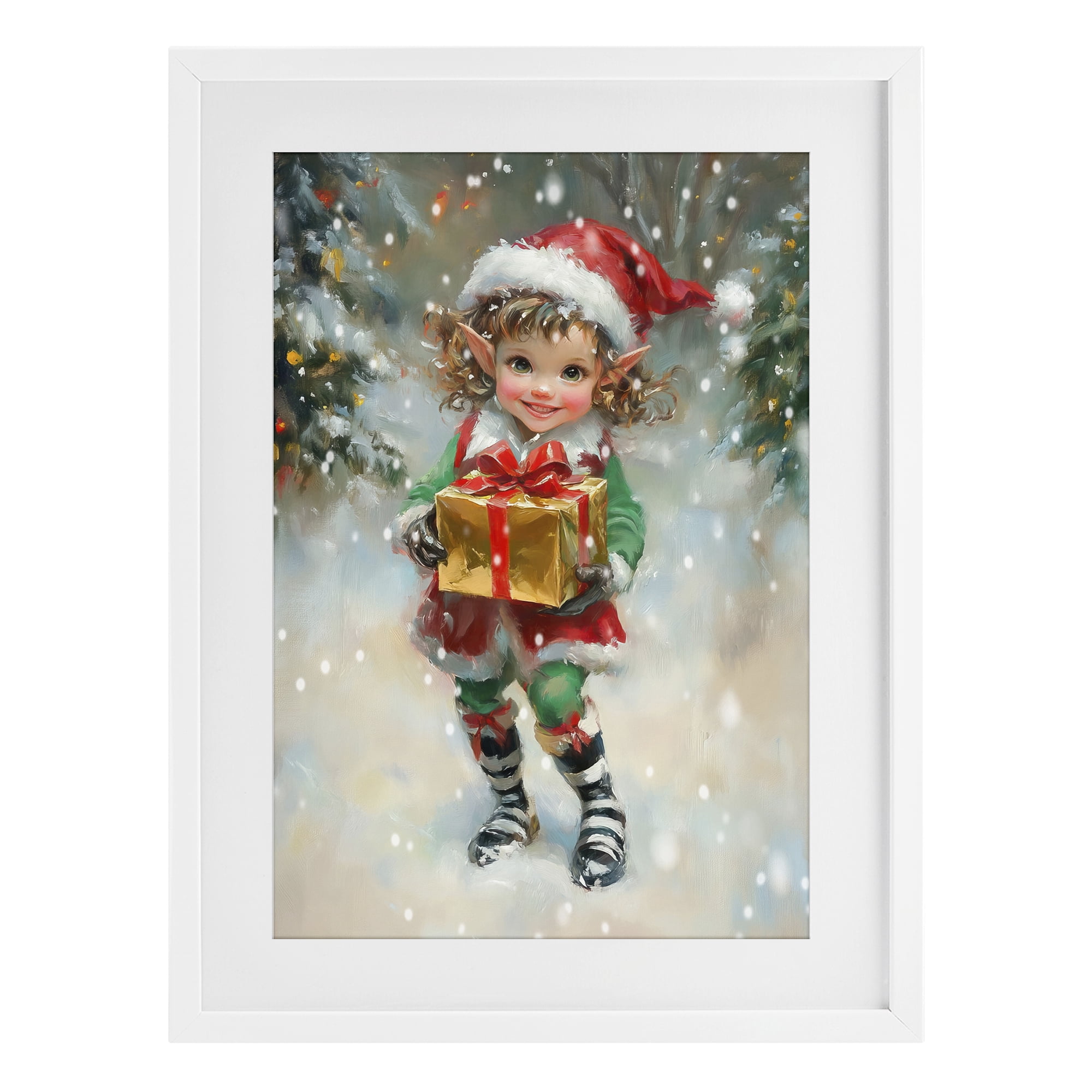 Stupell Industries Santa's Little Elf White Framed Print Under Glass, design by Tina LeCour