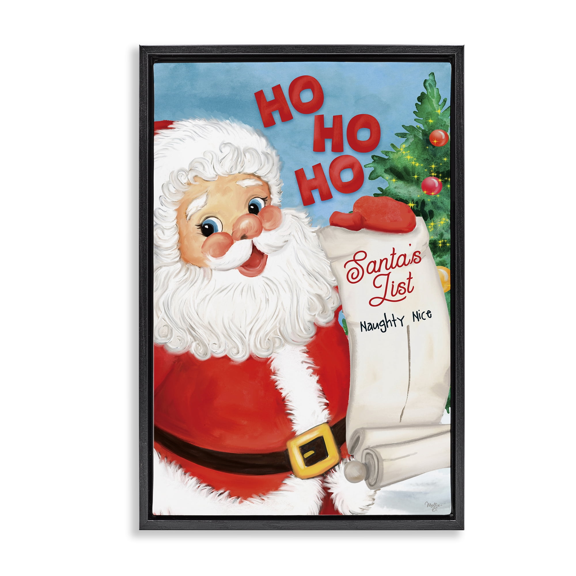 Stupell Industries Santa's Naughty Nice List Holiday Painting Black Floater Framed Art Print Wall Art, 21 x 31