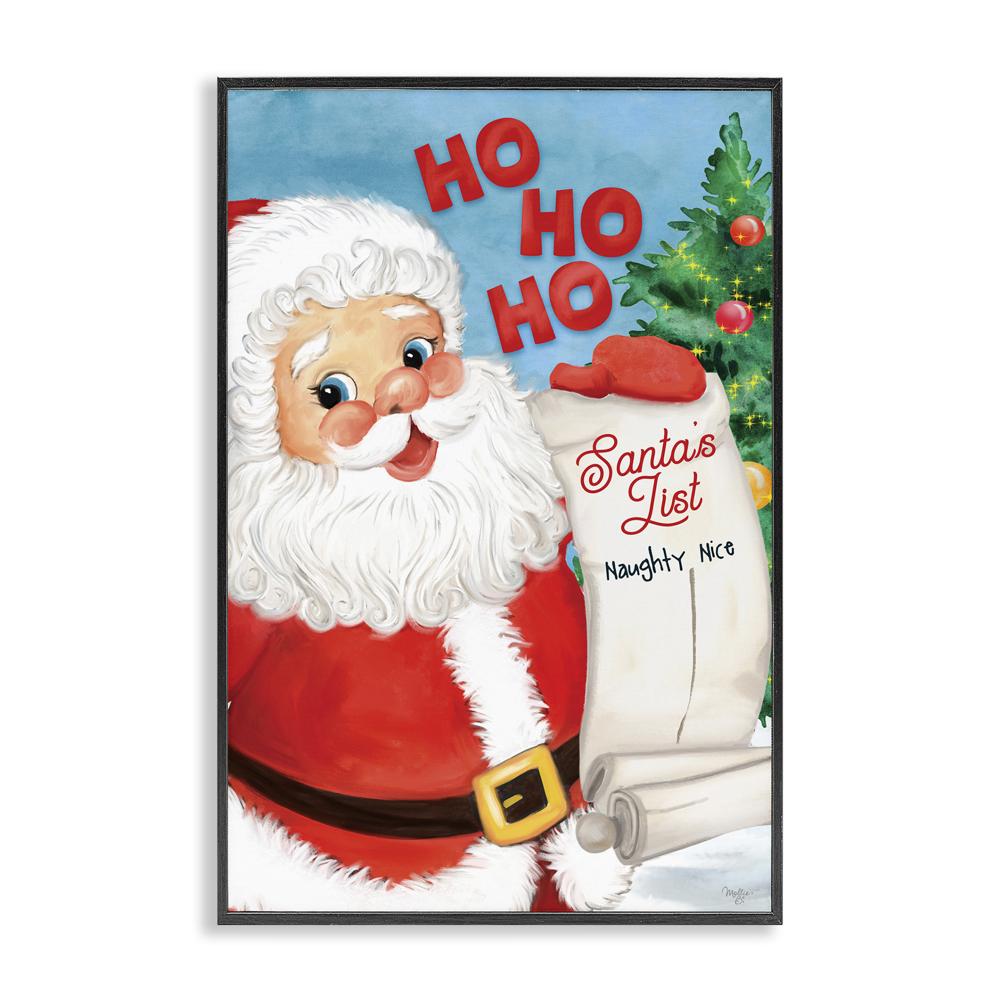Stupell Industries Santa's Naughty Nice List Holiday Painting Black Framed Art Print Wall Art, 16 x 24
