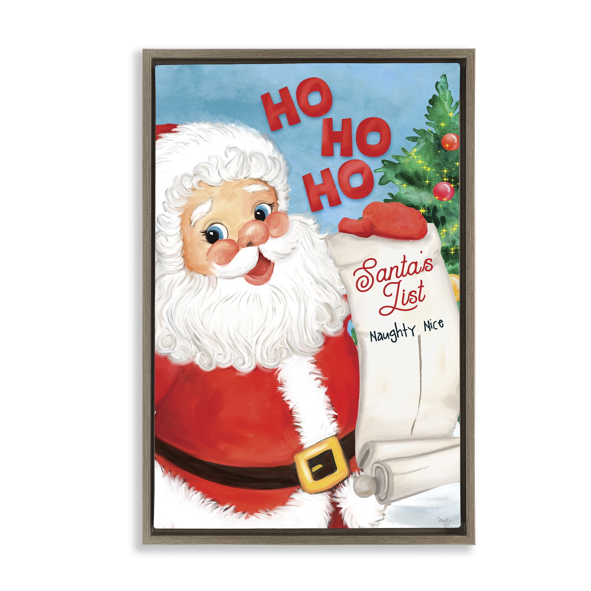 Stupell Industries Santa's Naughty Nice List Holiday Painting Brown Floater Framed Art Print Wall Art, 17 x 25