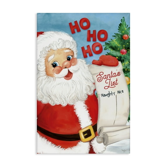Stupell Industries Santa's Naughty Nice List Holiday Painting Gallery Wrapped Canvas Art Print Wall Art, 30 x 45