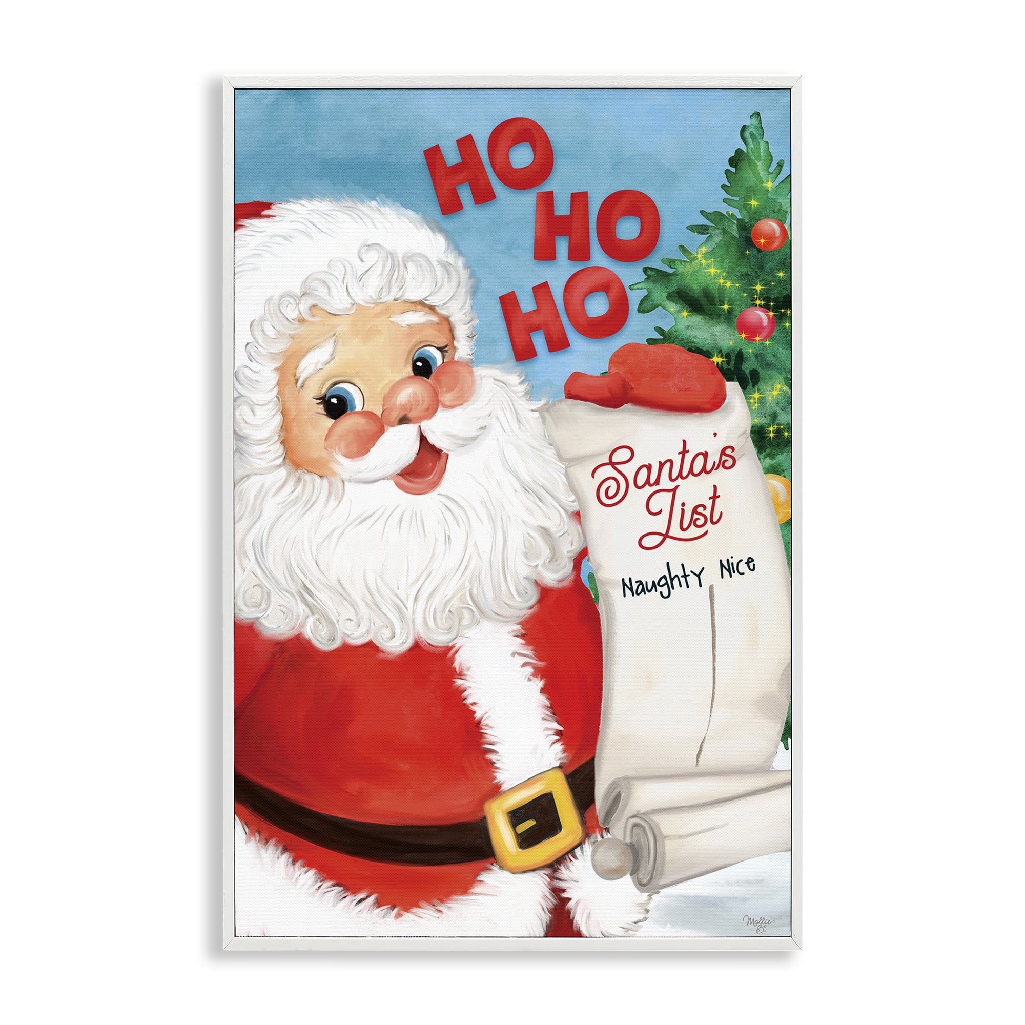 Stupell Industries Santa's Naughty Nice List Holiday Painting White Framed Art Print Wall Art, 20 x 30