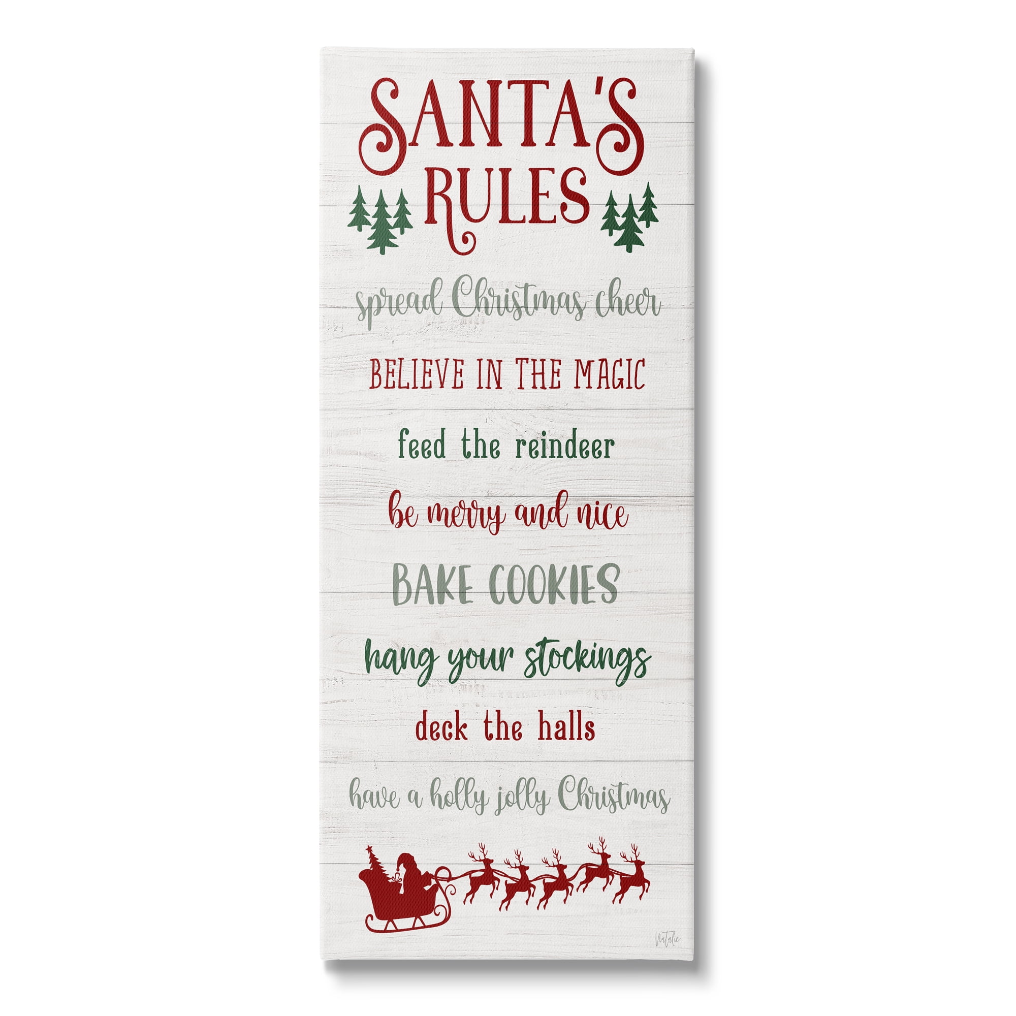 Stupell Industries Santa's Rules Holiday Holiday Painting Gallery Wrapped Canvas Art Print Wall Art, 20 x 48