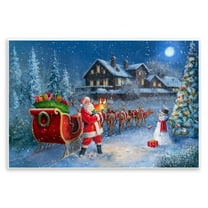 Stupell Industries Santa's Sleigh & Lantern Holiday Painting Unframed Art Prints Wall Art, 15 x 10