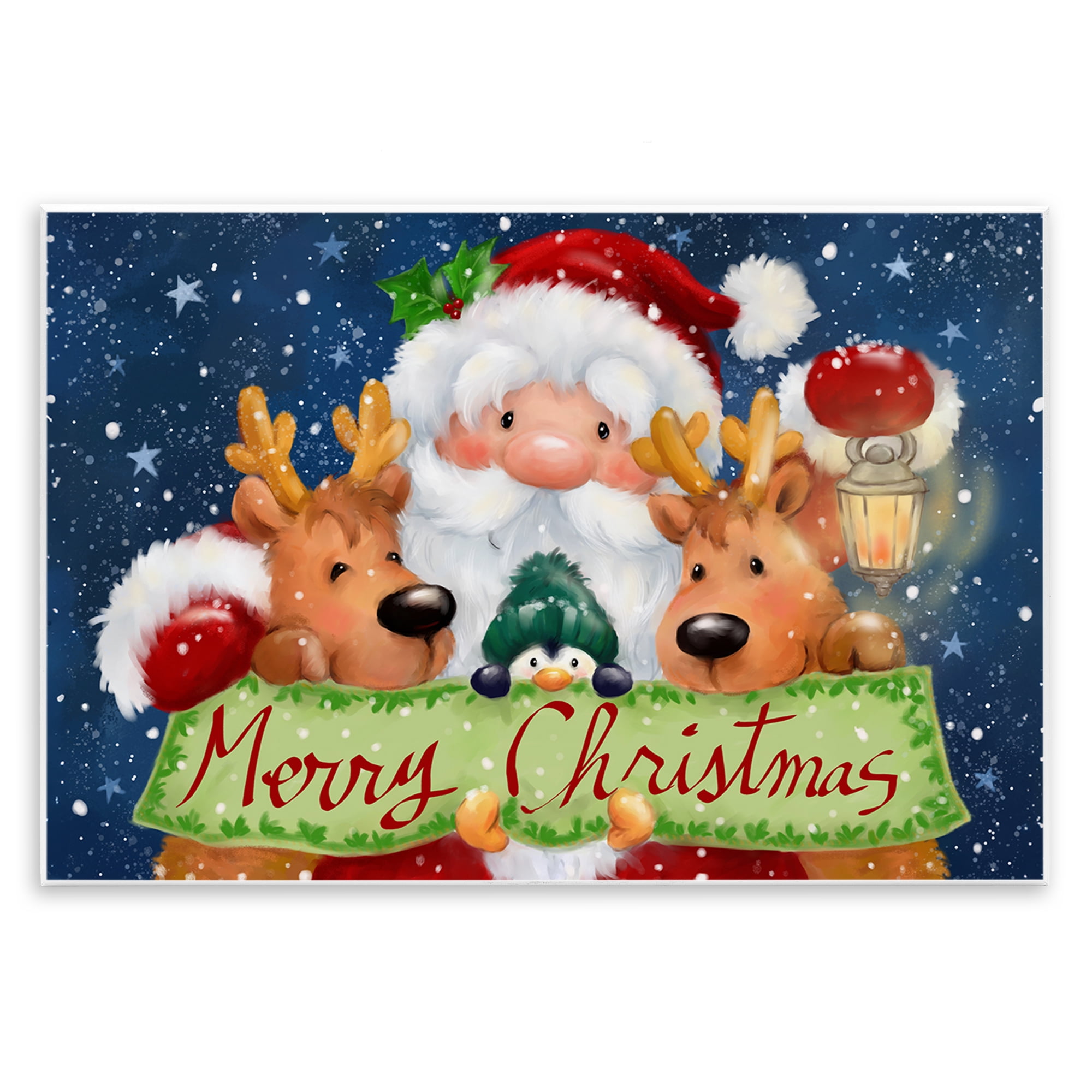 Stupell Industries Santa with Lantern Christmas Holiday Painting Unframed Art Prints Wall Art, 15 x 10