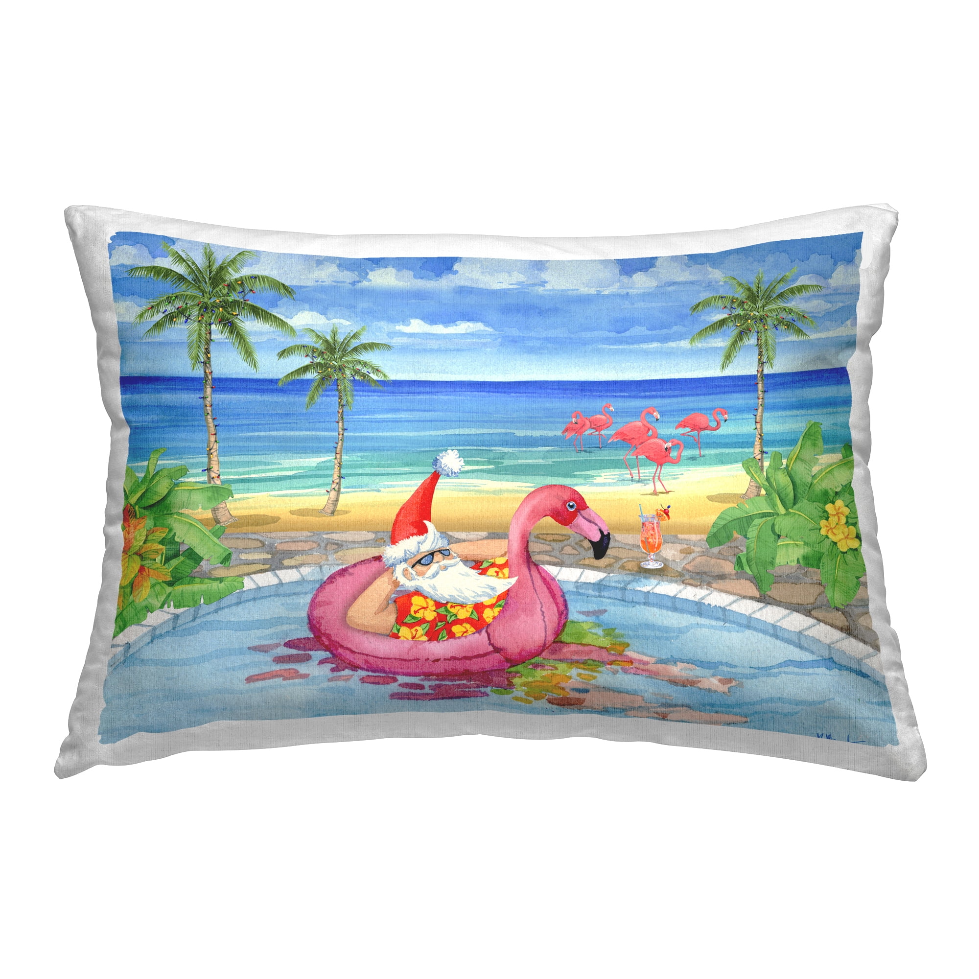 Stupell Industries Santa with Pool Float Decorative Printed Throw Pillow, 14 x 20
