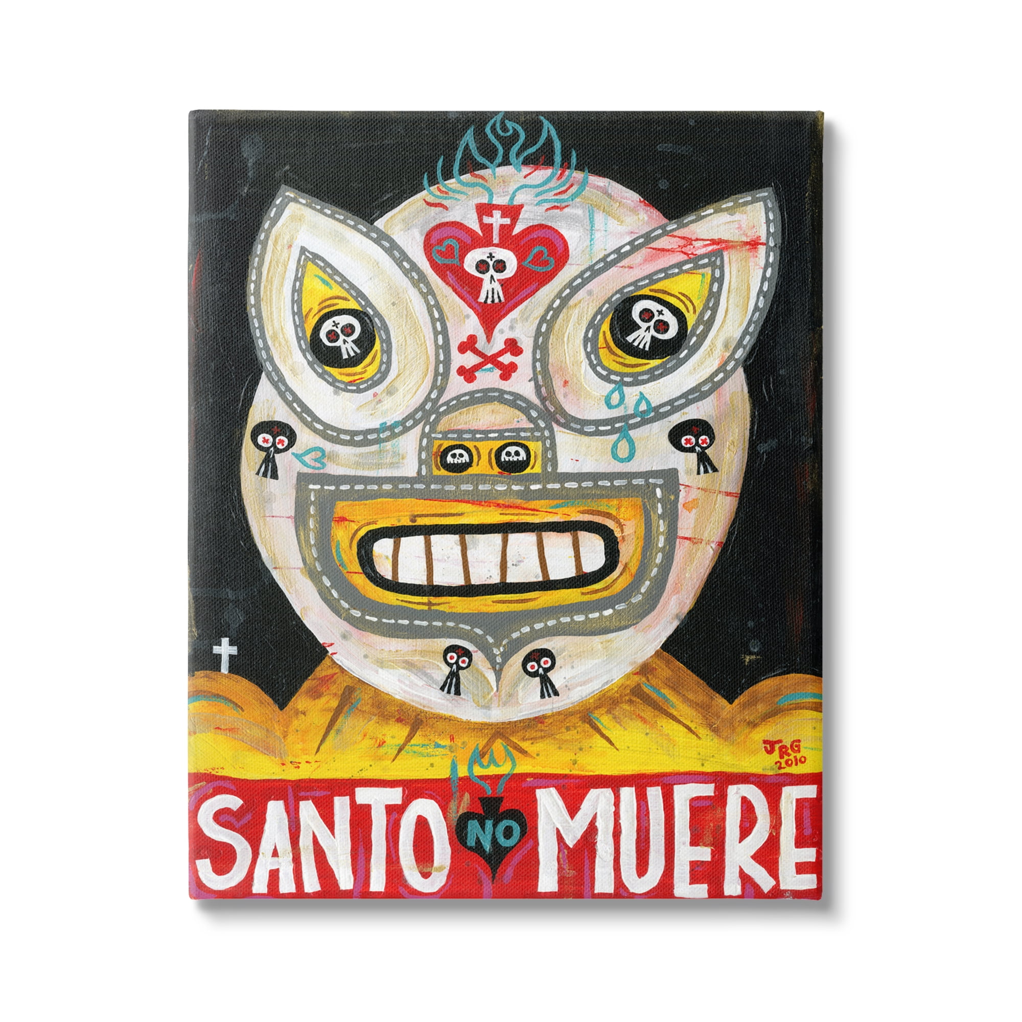 Stupell Industries Santo No Muere Mexican Wrestler Mask Skull Motif Canvas Wall Art, 36 x 48, Design by Jorge R. Gutierrez