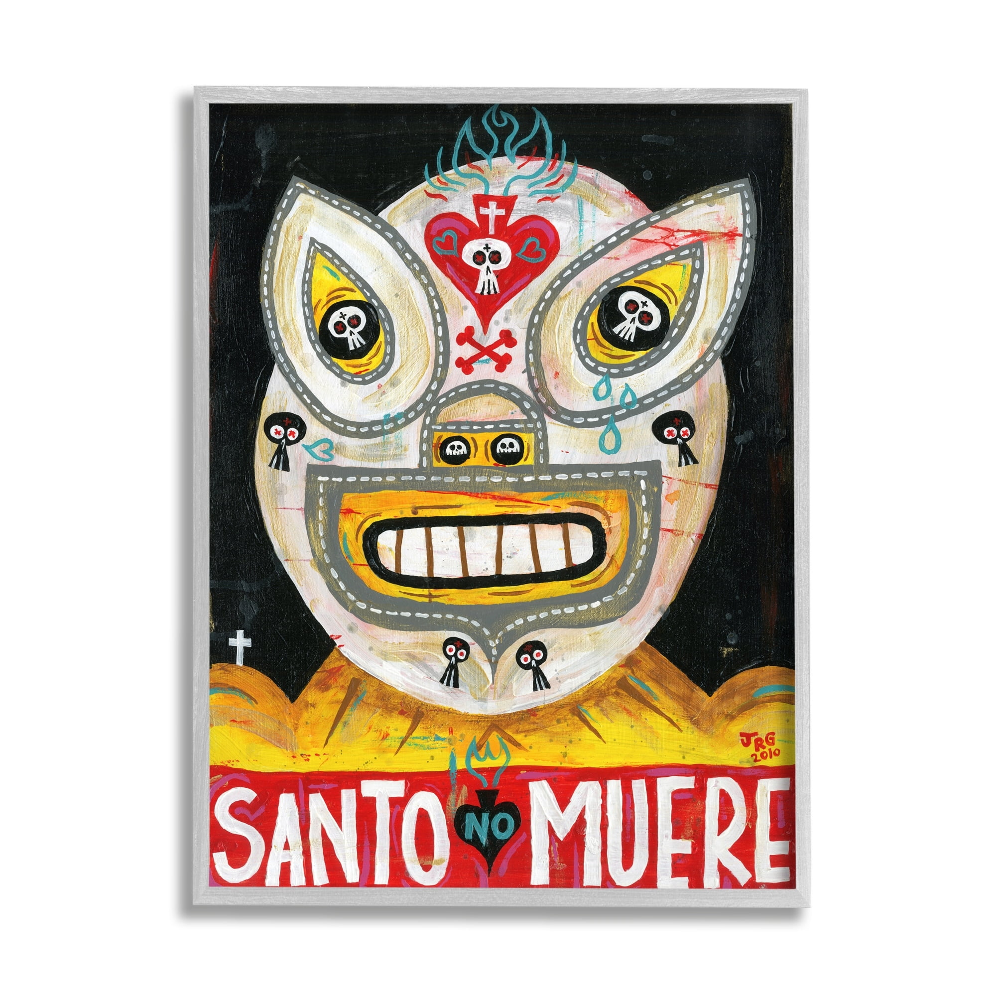 Stupell Industries Santo No Muere Mexican Wrestler Mask Skull Motif Framed Wall Art, 11 x 14, Design by Jorge R. Gutierrez