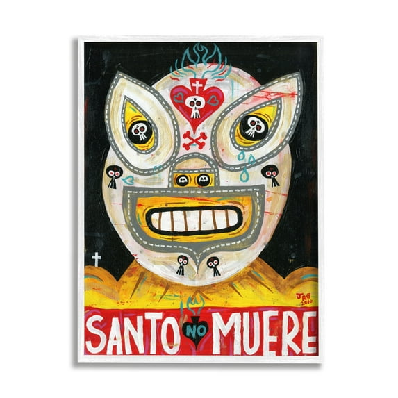 Stupell Industries Santo No Muere Mexican Wrestler Mask Skull Motif Framed Wall Art, 16 x 20, Design by Jorge R. Gutierrez