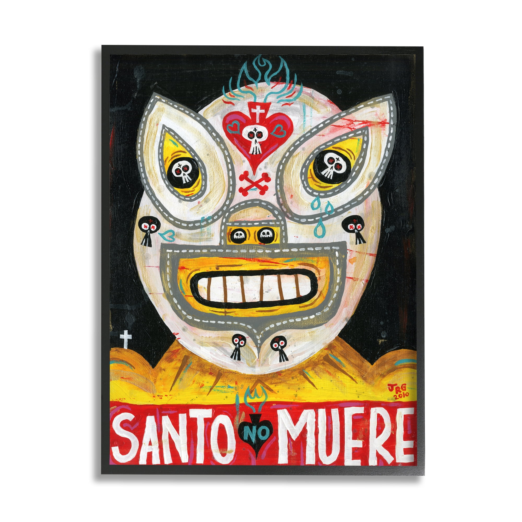 Stupell Industries Santo No Muere Mexican Wrestler Mask Skull Motif Framed Wall Art, 24 x 30, Design by Jorge R. Gutierrez