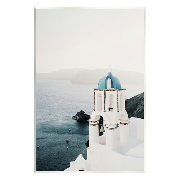 Stupell Industries Santorini Bell Tower Landscape Photography Unframed Art Print Wall Art, 10 x 15
