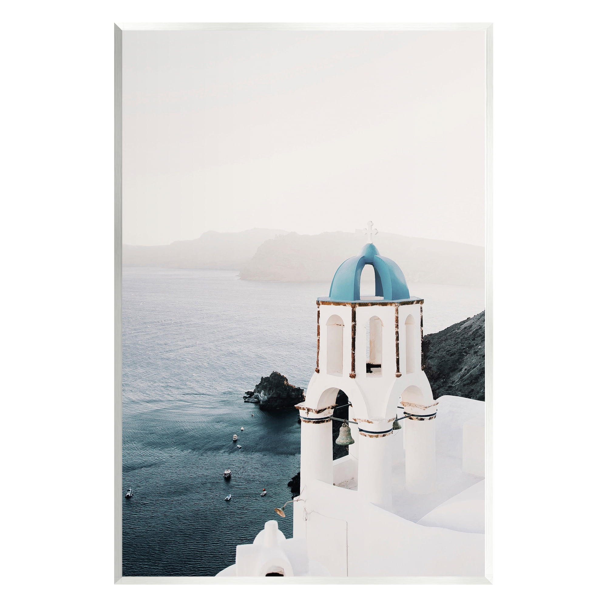 Stupell Industries Santorini Bell Tower Landscape Photography Unframed Art Print Wall Art, 13 x 19