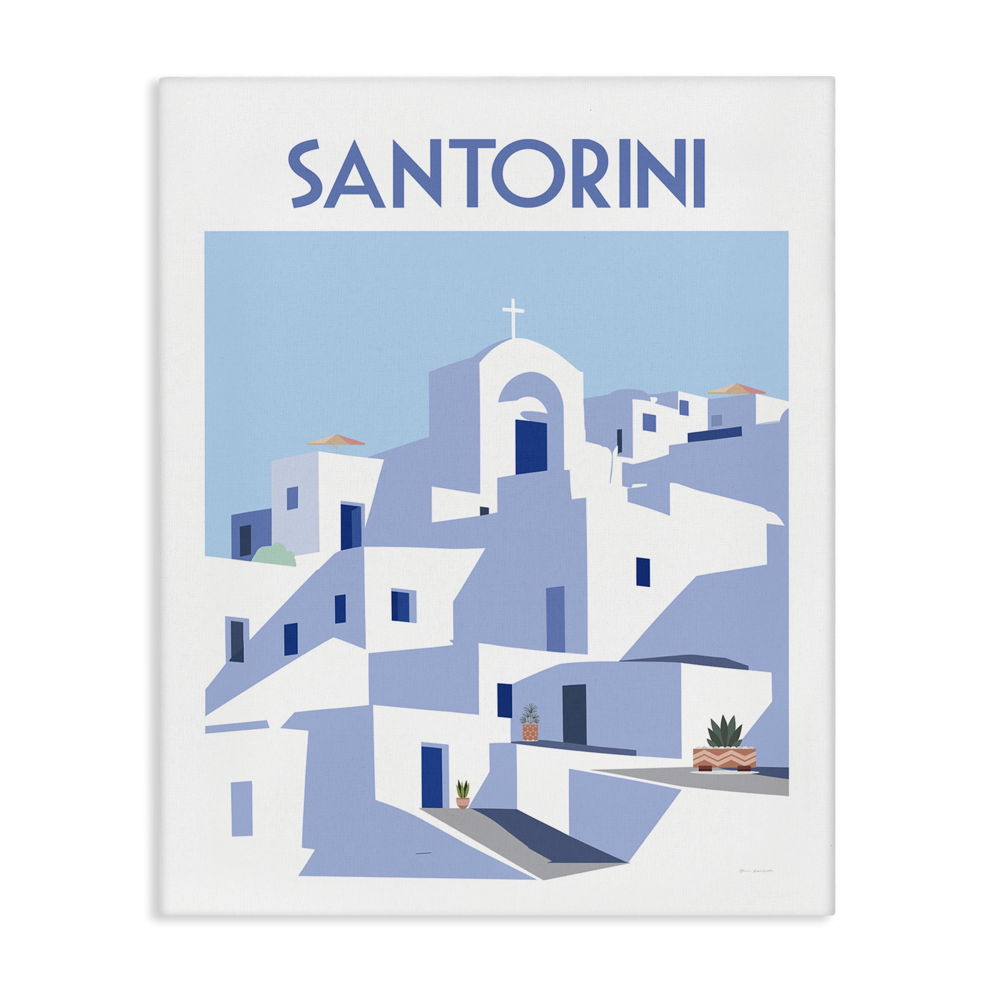 Stupell Industries Santorini City Architecture Scenic & Cityscapes Painting Wrapped Canvas Art Print Wall Art, 24 x 30
