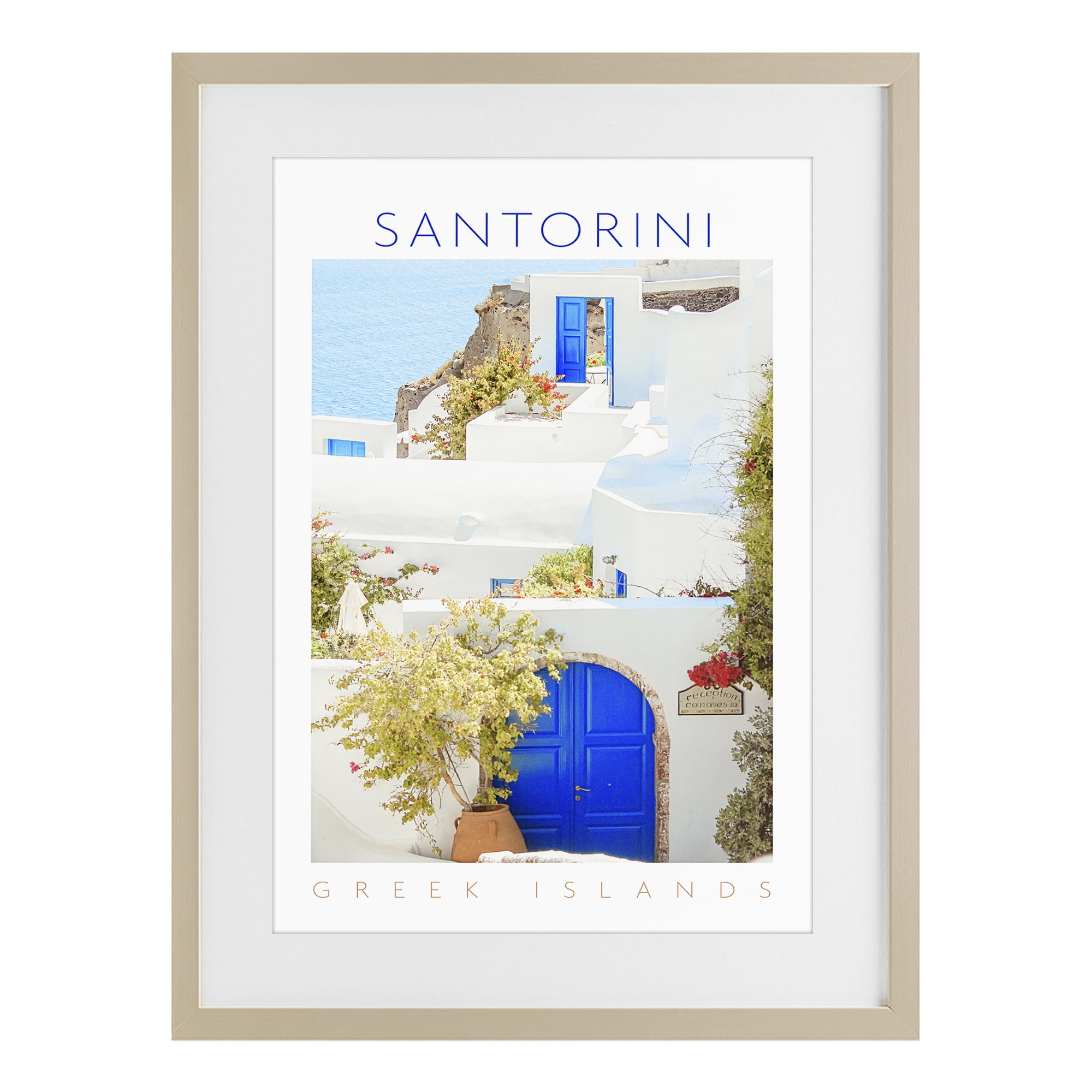Stupell Industries Santorini Greek Islands Birch Framed Print Under Glass, design by Erin Marie