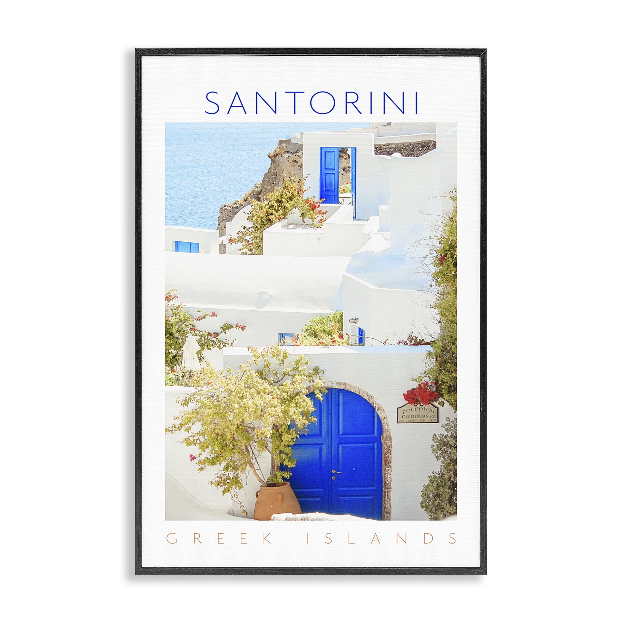Stupell Industries Santorini Greek Islands Black Framed Giclee Art, design by Erin Marie