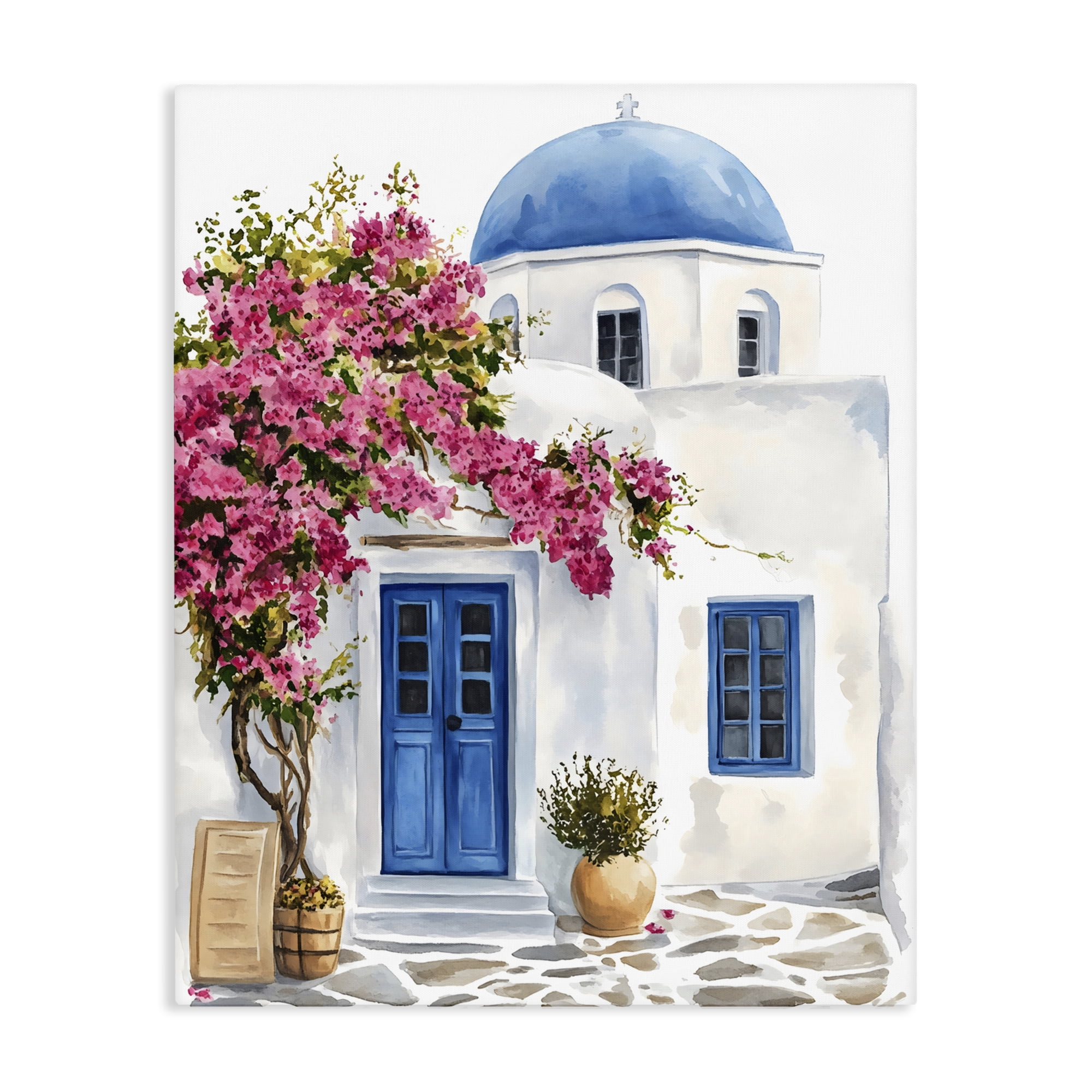 Stupell Industries Santorini House with Bougainvillea Canvas Wall Art, design by LSR Design Studio