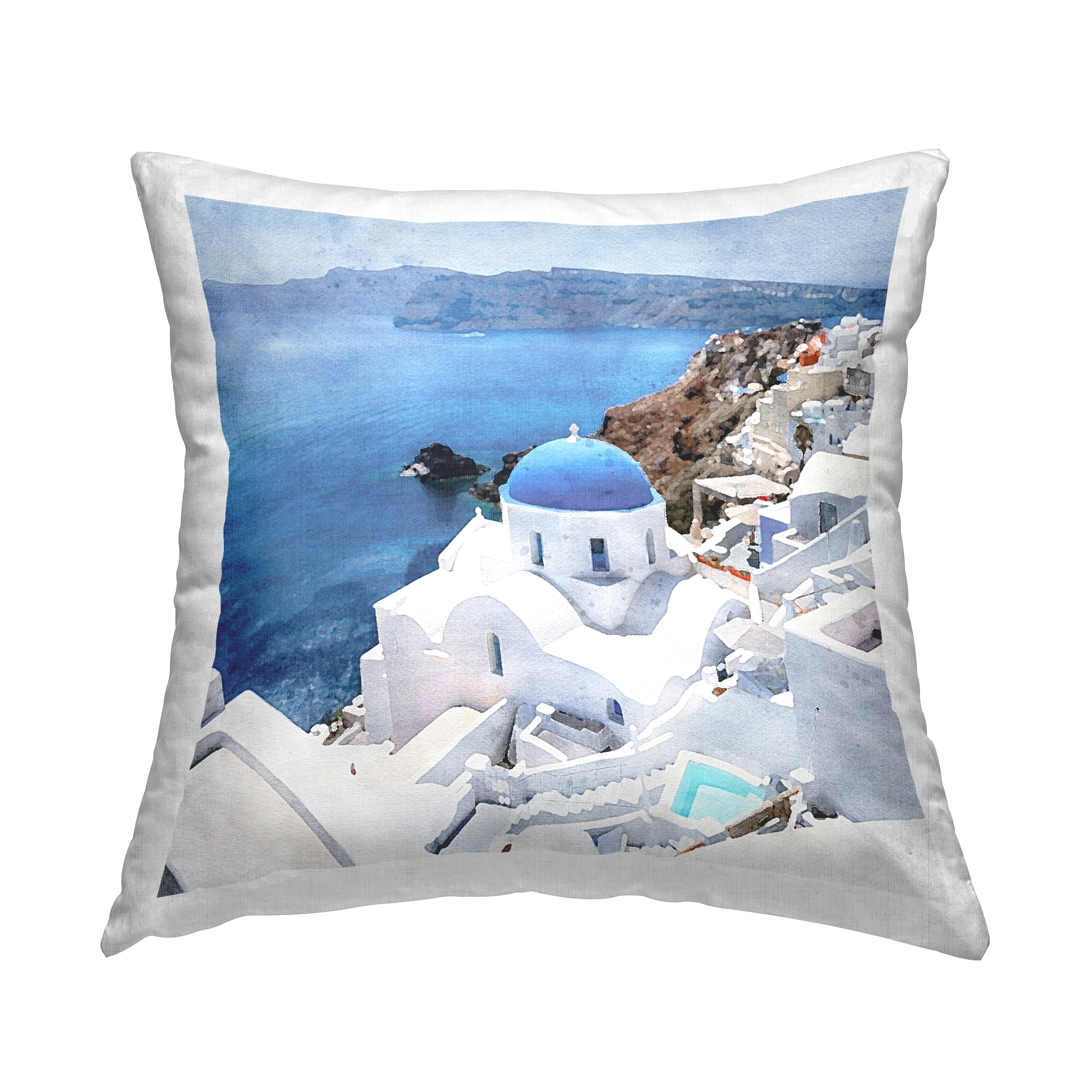 Stupell Industries Santorini Town Architecture Decorative Printed Throw Pillow, 18 x 18
