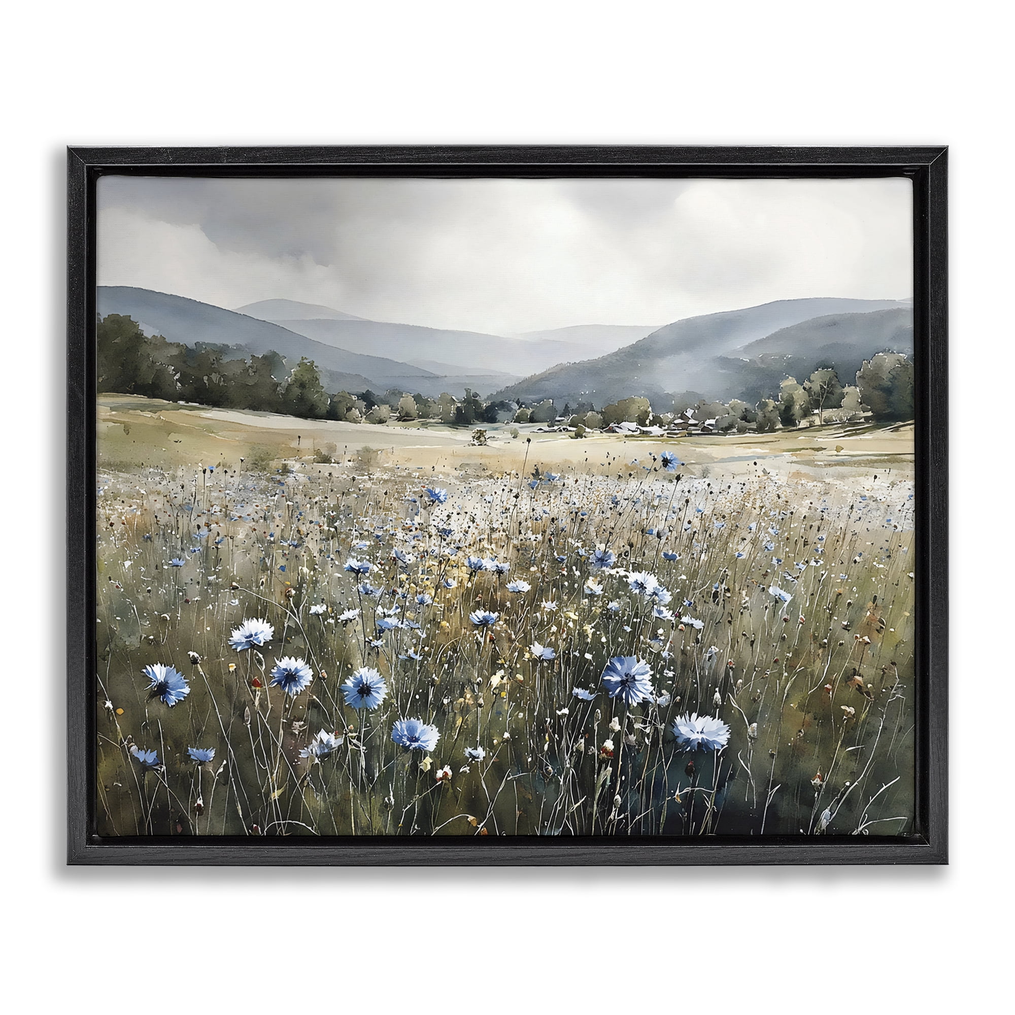 Stupell Industries Sapphire Speckled Fields Black Framed Floater Canvas Wall Art, design by Franklyn Gregory