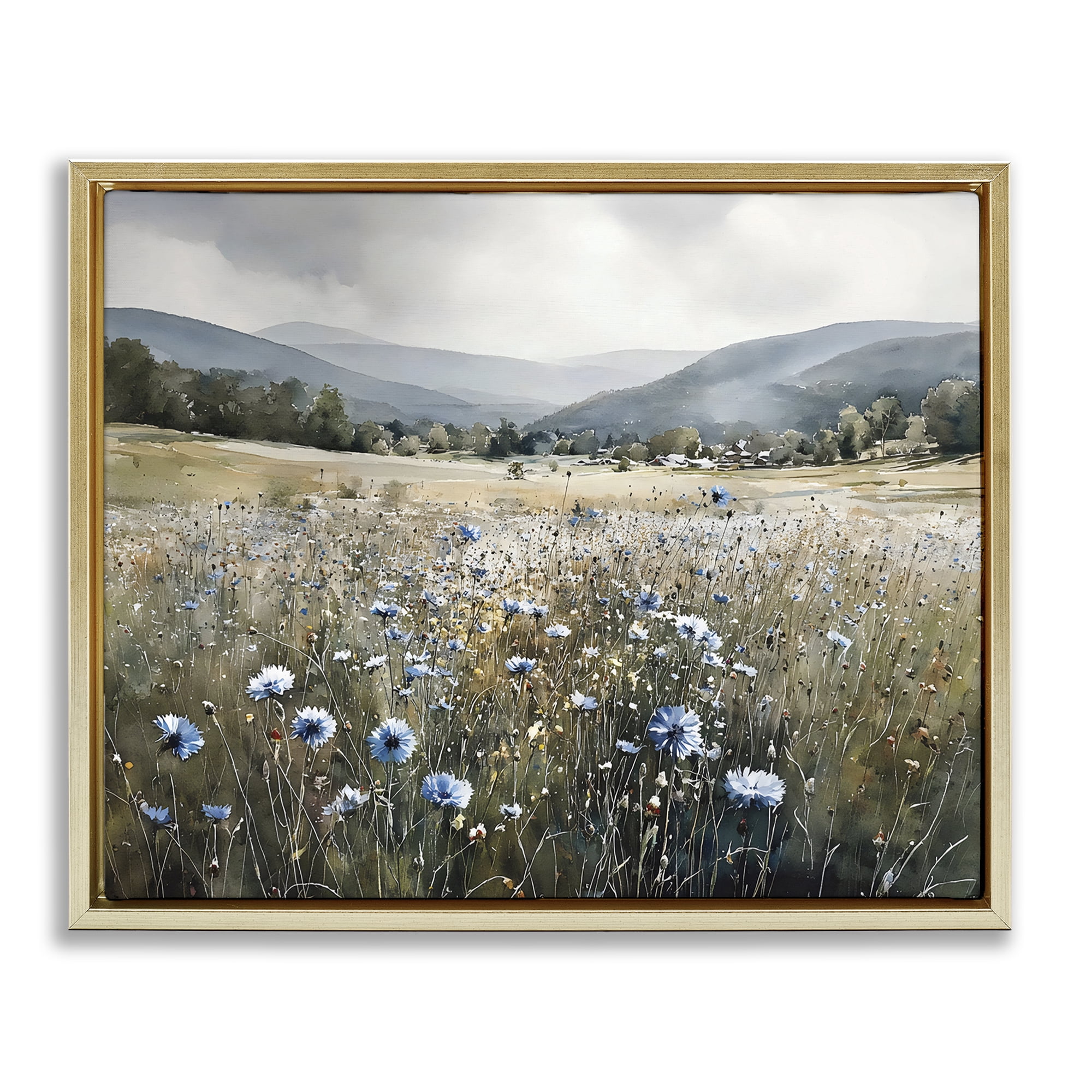 Stupell Industries Sapphire Speckled Fields Gold Framed Floater Canvas Wall Art, design by Franklyn Gregory