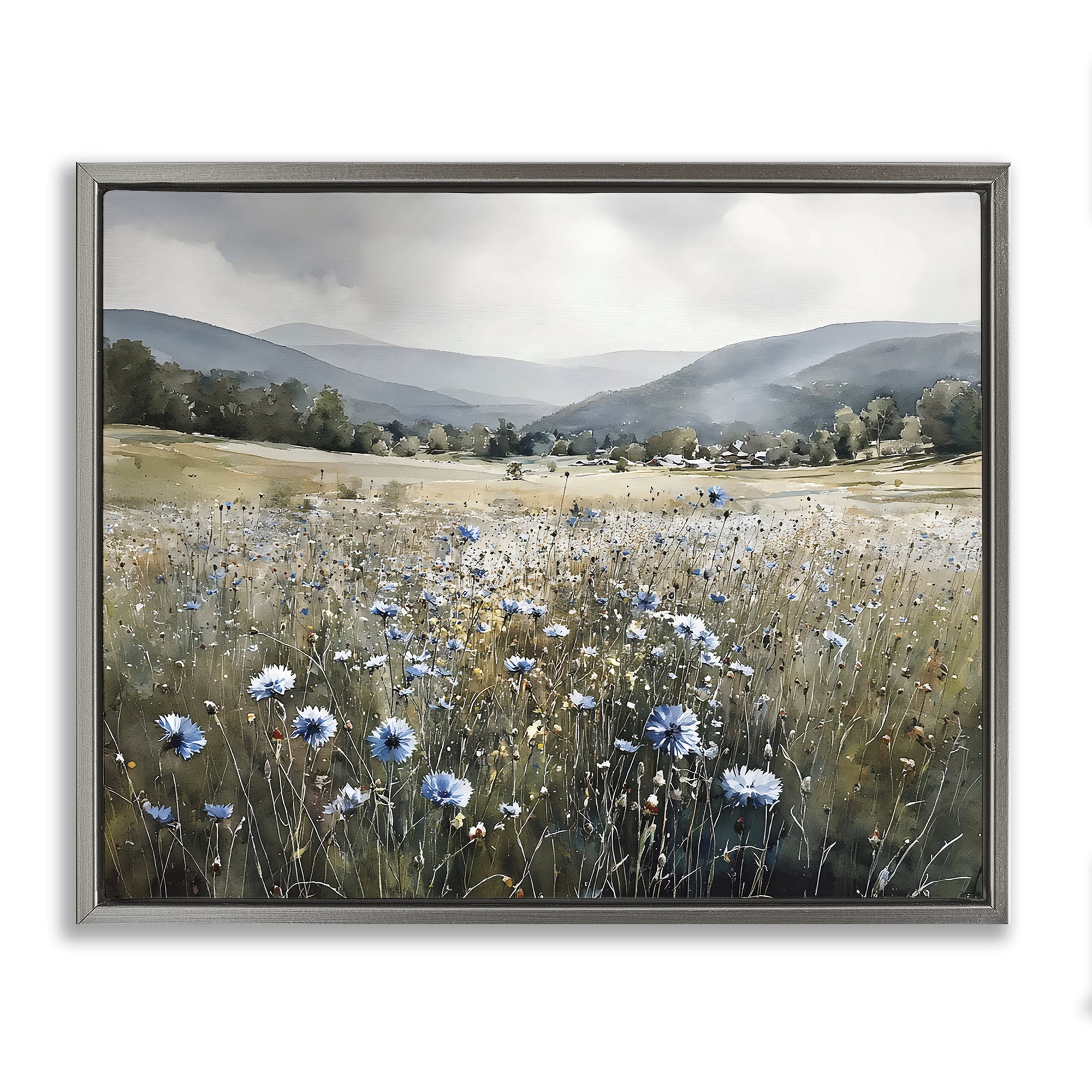 Stupell Industries Sapphire Speckled Fields Gray Framed Floater Canvas Wall Art, design by Franklyn Gregory