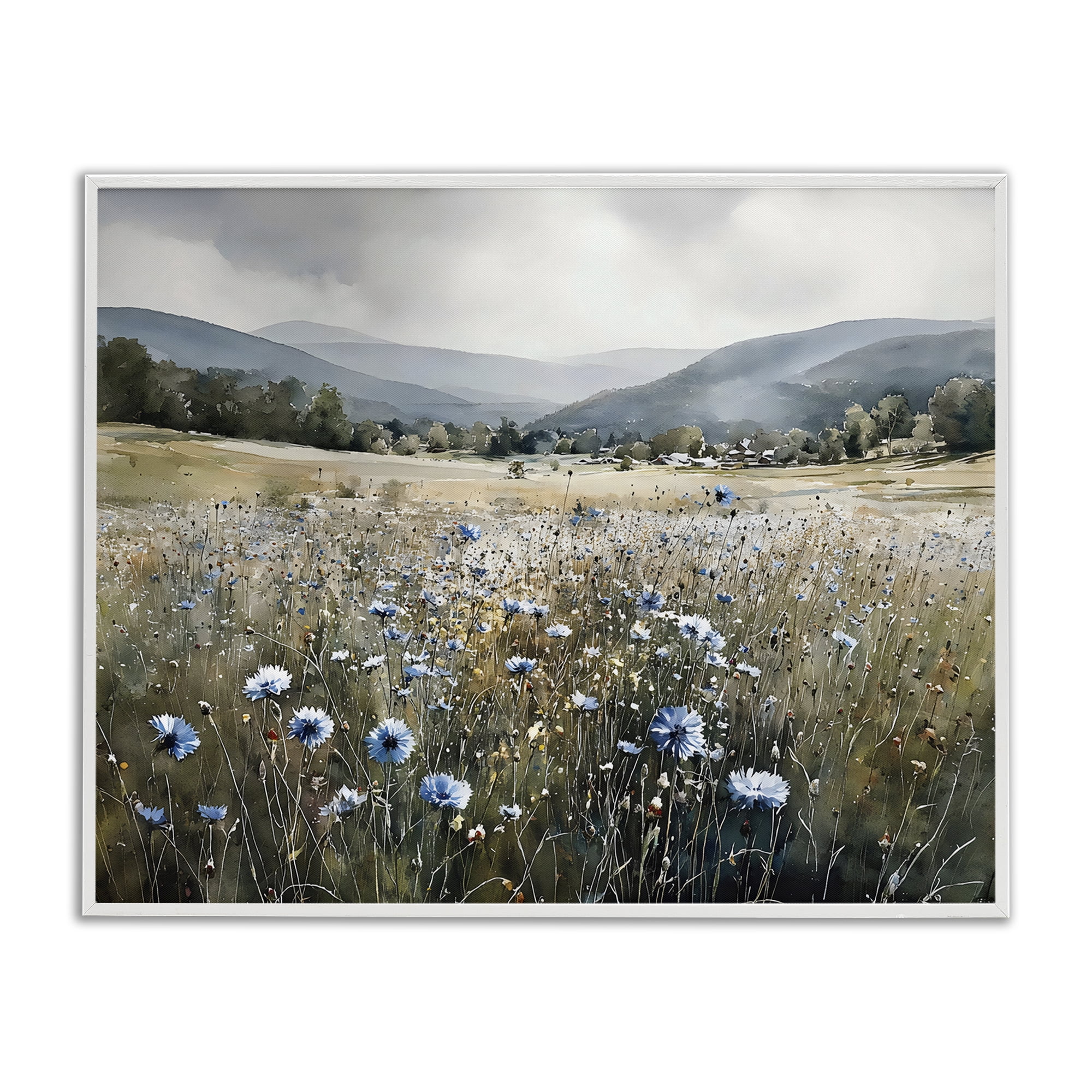 Stupell Industries Sapphire Speckled Fields White Framed Giclee Art, design by Franklyn Gregory