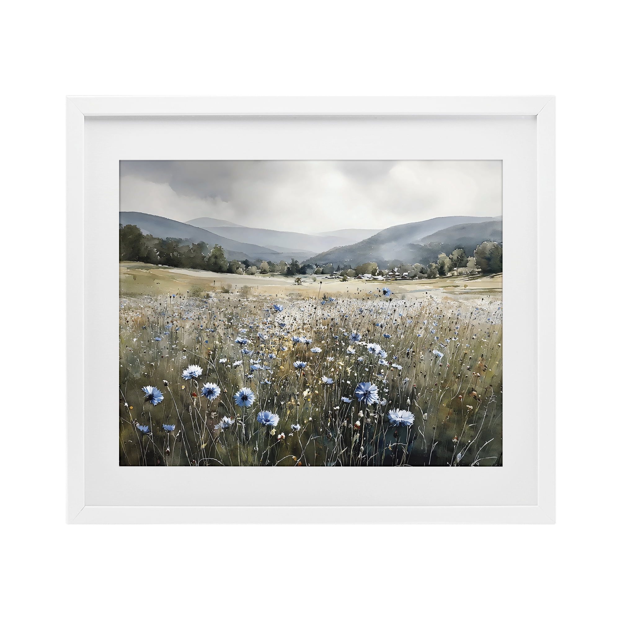Stupell Industries Sapphire Speckled Fields White Framed Print Under Glass, design by Franklyn Gregory