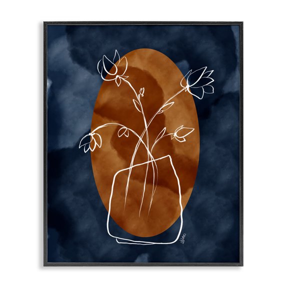 Stupell Industries Sapphire Tone Flowers Black Framed Giclee Art design by Beki Marquardt, 14 x 11