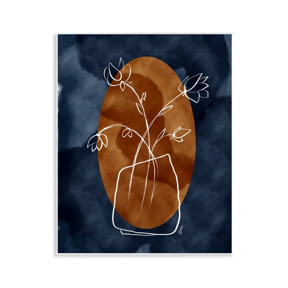 Stupell Industries Sapphire Tone Flowers Wall Plaque Art design by Beki Marquardt, 14 x 11