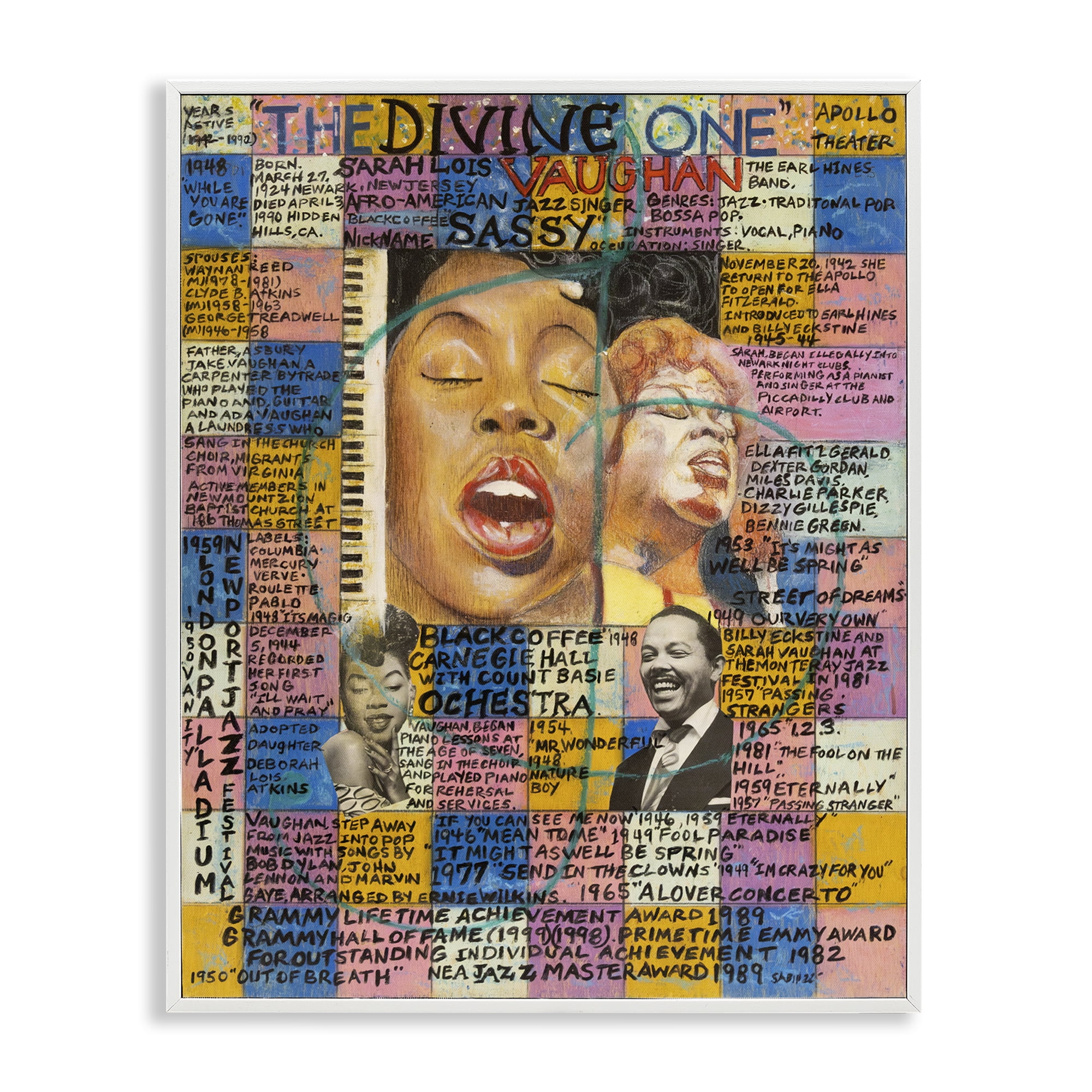 Stupell Industries Sarah Lois Vaughan Collage People Drawing White Framed Art Print Wall Art, 24 x 30