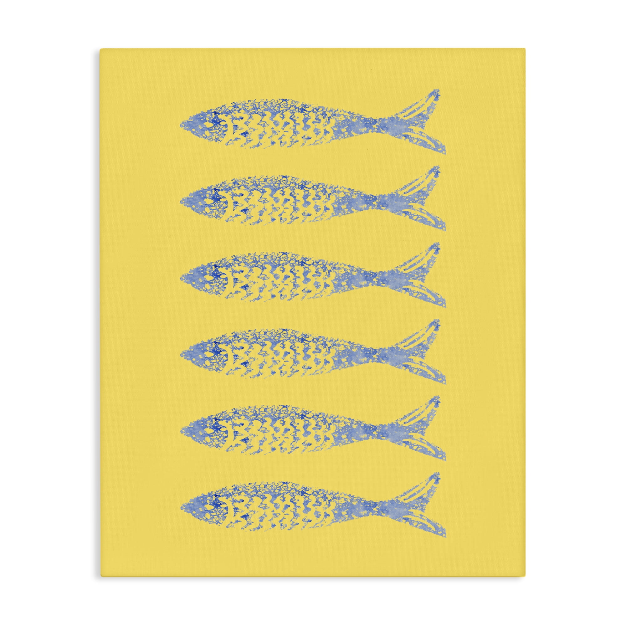 Stupell Industries Sardine Stamps on Yellow Canvas Wall Art, design by Julie DeRice