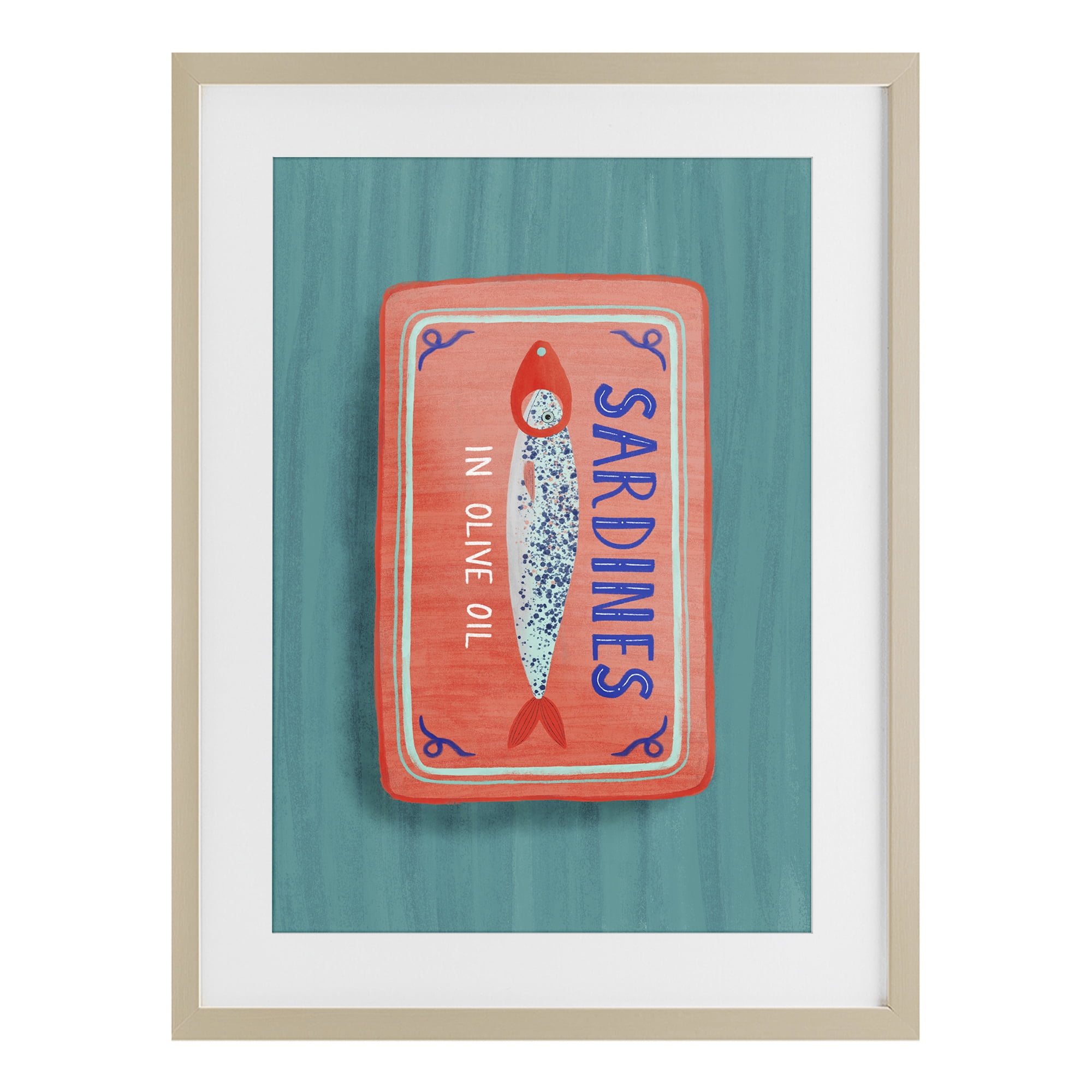 Stupell Industries Sardines Olive Oil Seafood Birch Framed Print Under Glass, design by Metka Hiti