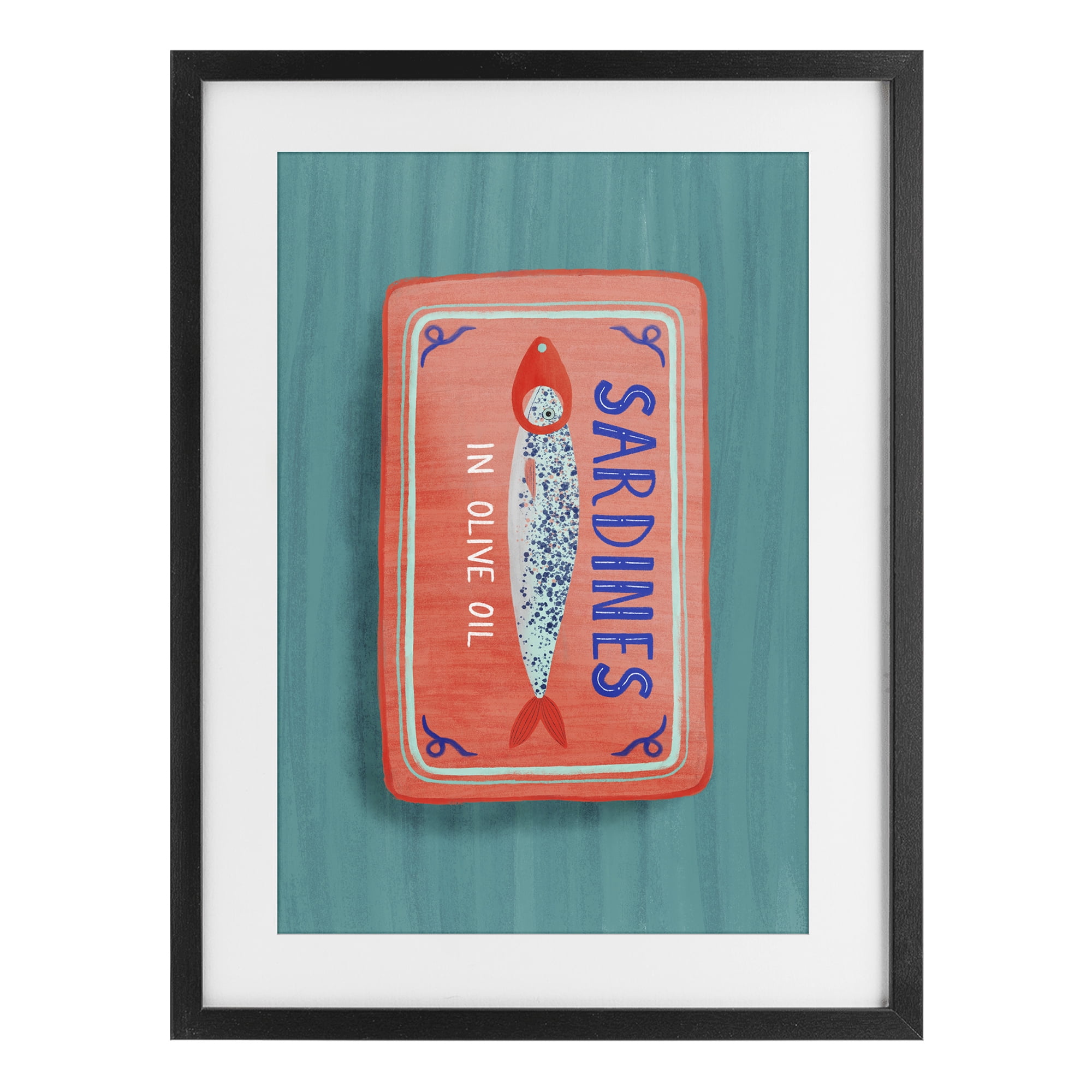 Stupell Industries Sardines Olive Oil Seafood Black Framed Print Under Glass, design by Metka Hiti