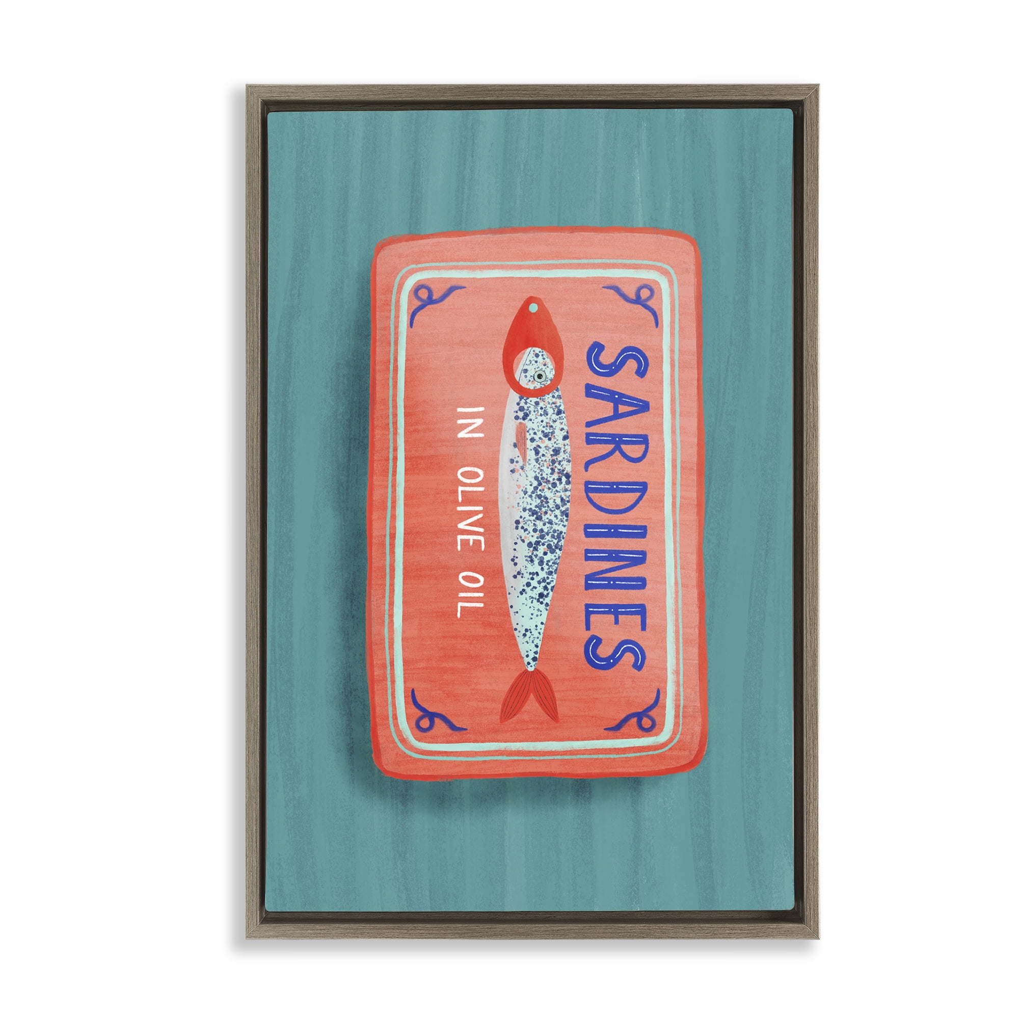 Stupell Industries Sardines Olive Oil Seafood Brown Framed Floater Canvas Wall Art, design by Metka Hiti