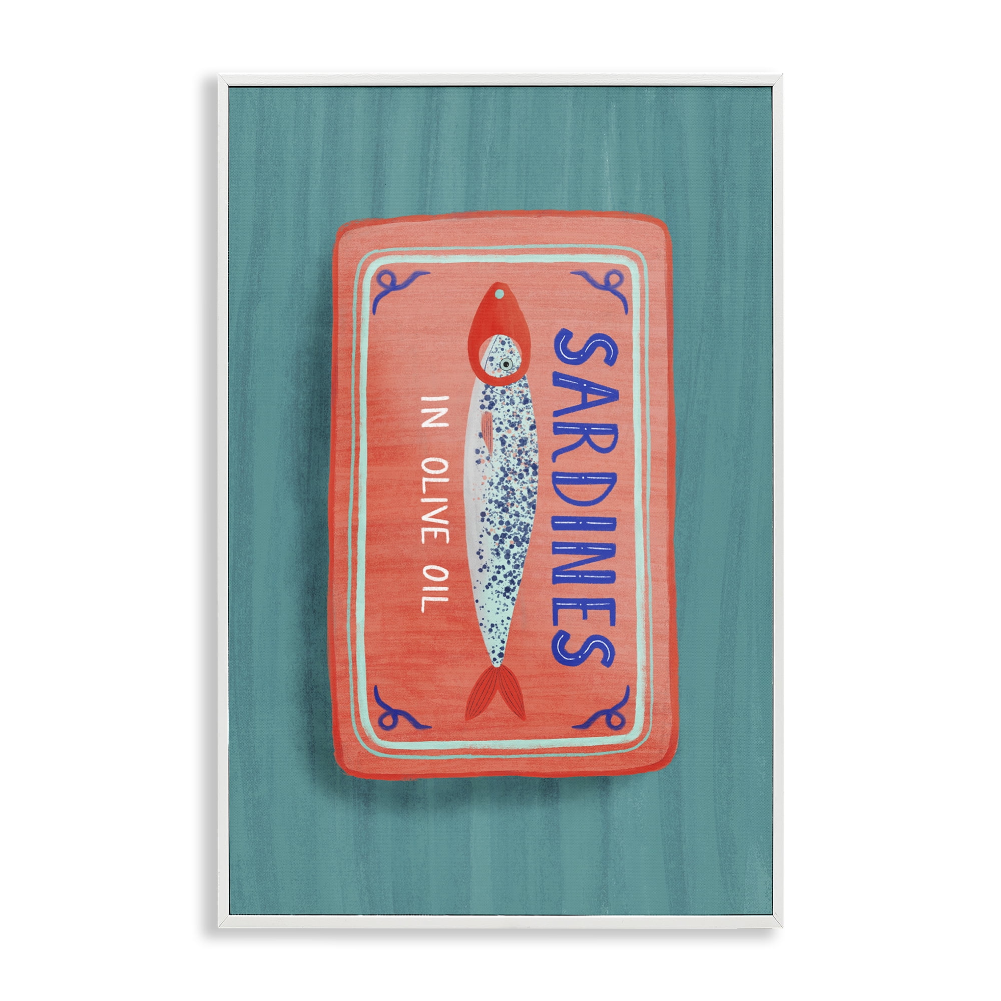 Stupell Industries Sardines Olive Oil Seafood White Framed Giclee Art, design by Metka Hiti