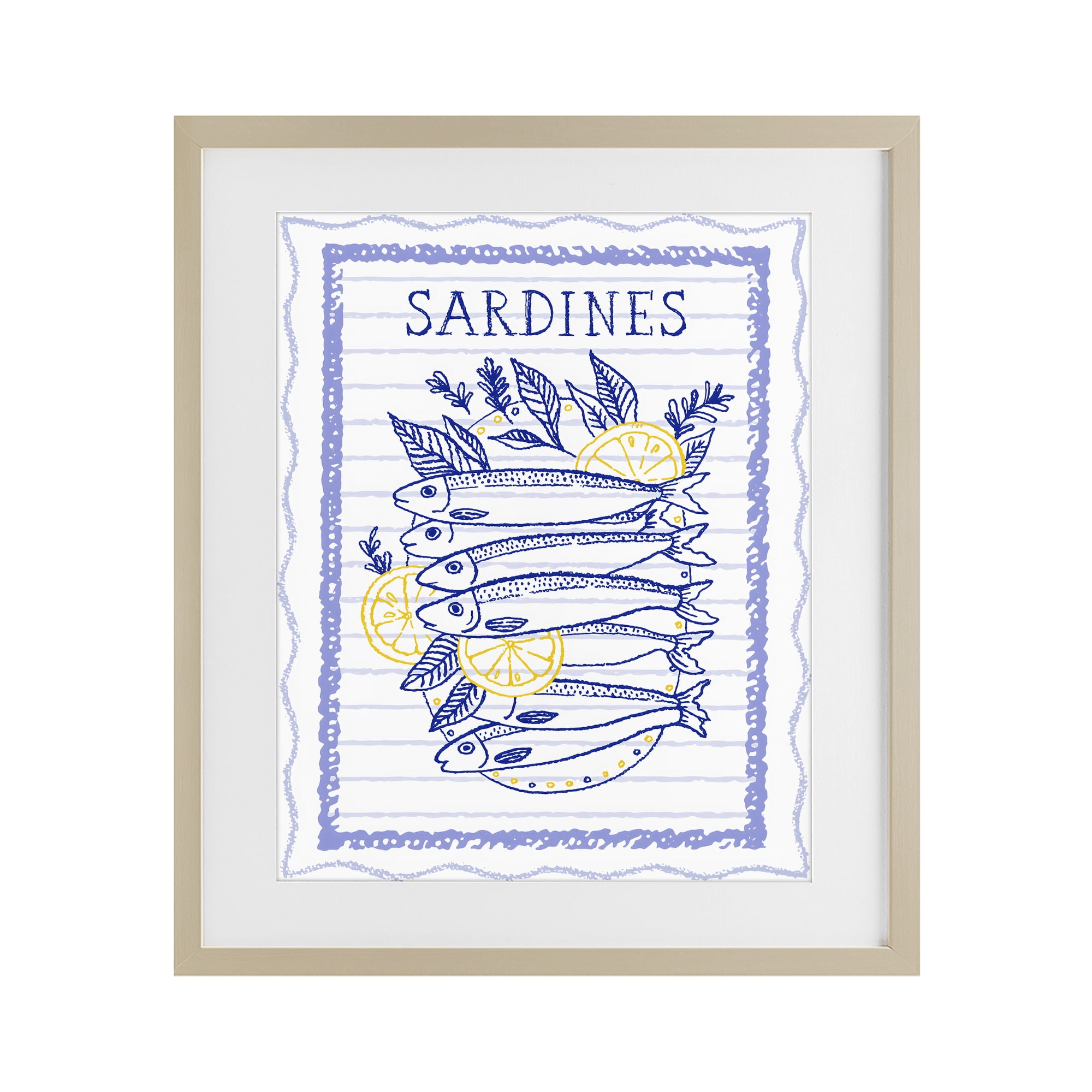 Stupell Industries Sardines Pile with Lemons Birch Framed Print Under Glass, design by Creative Studio