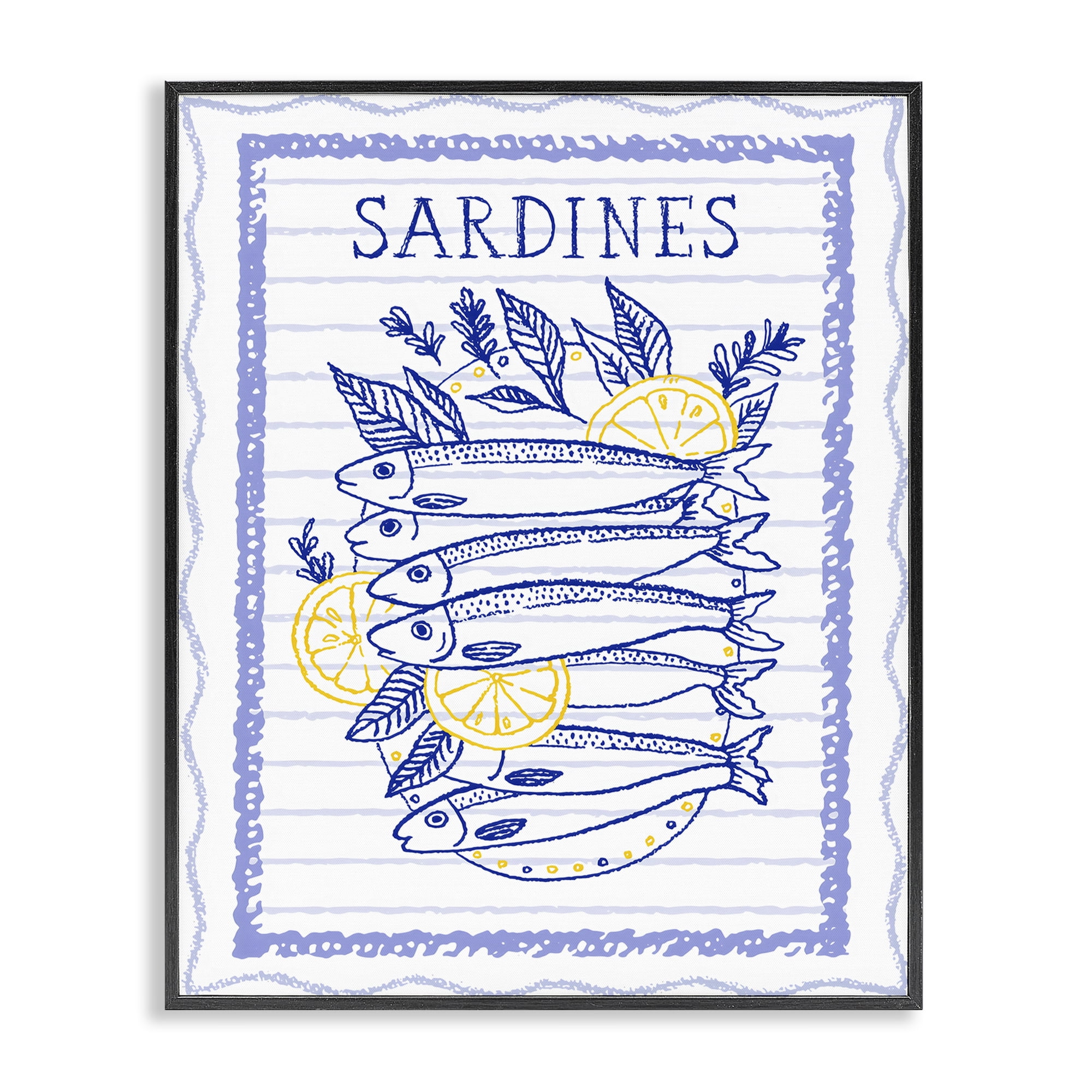 Stupell Industries Sardines Pile with Lemons Black Framed Giclee Art, design by Creative Studio
