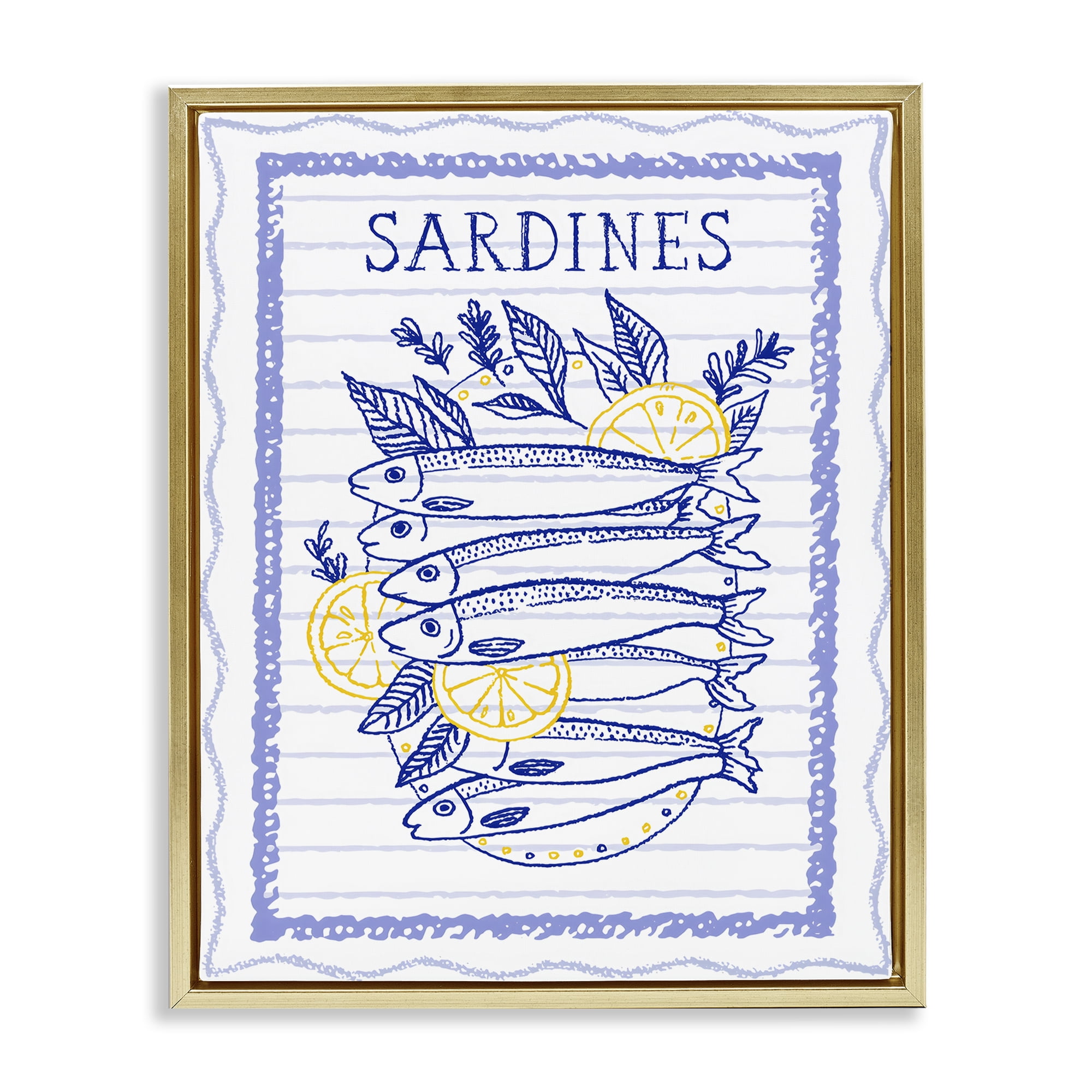 Stupell Industries Sardines Pile with Lemons Gold Framed Floater Canvas Wall Art, design by Creative Studio