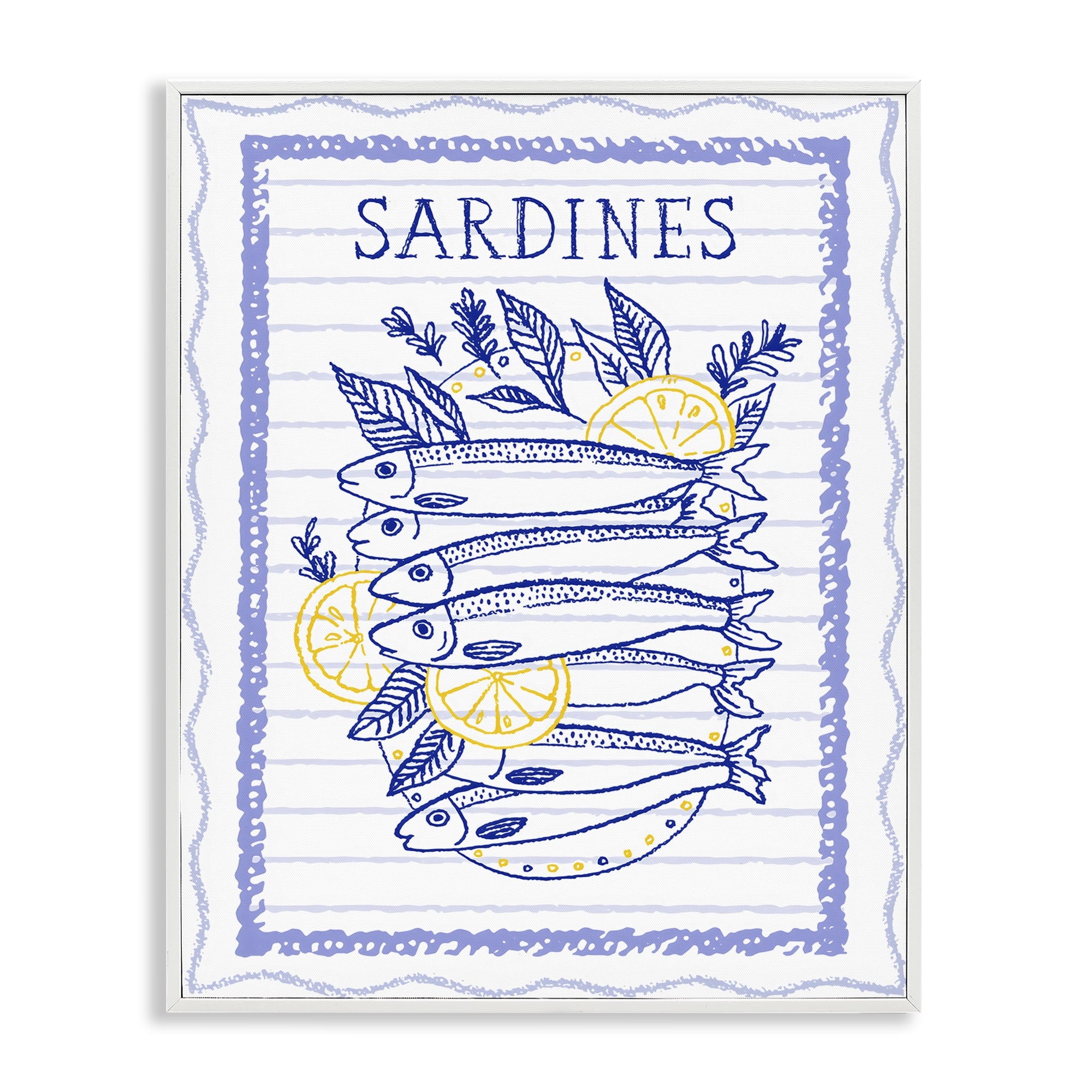Stupell Industries Sardines Pile with Lemons White Framed Giclee Art, design by Creative Studio