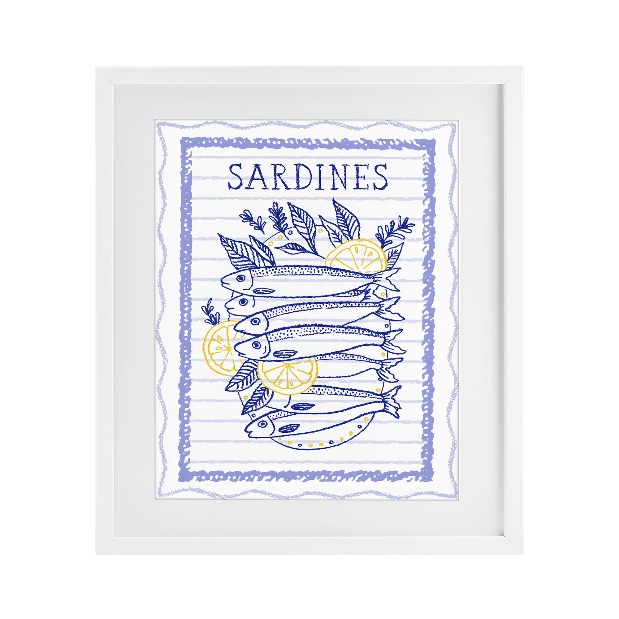 Stupell Industries Sardines Pile with Lemons White Framed Print Under Glass, design by Creative Studio